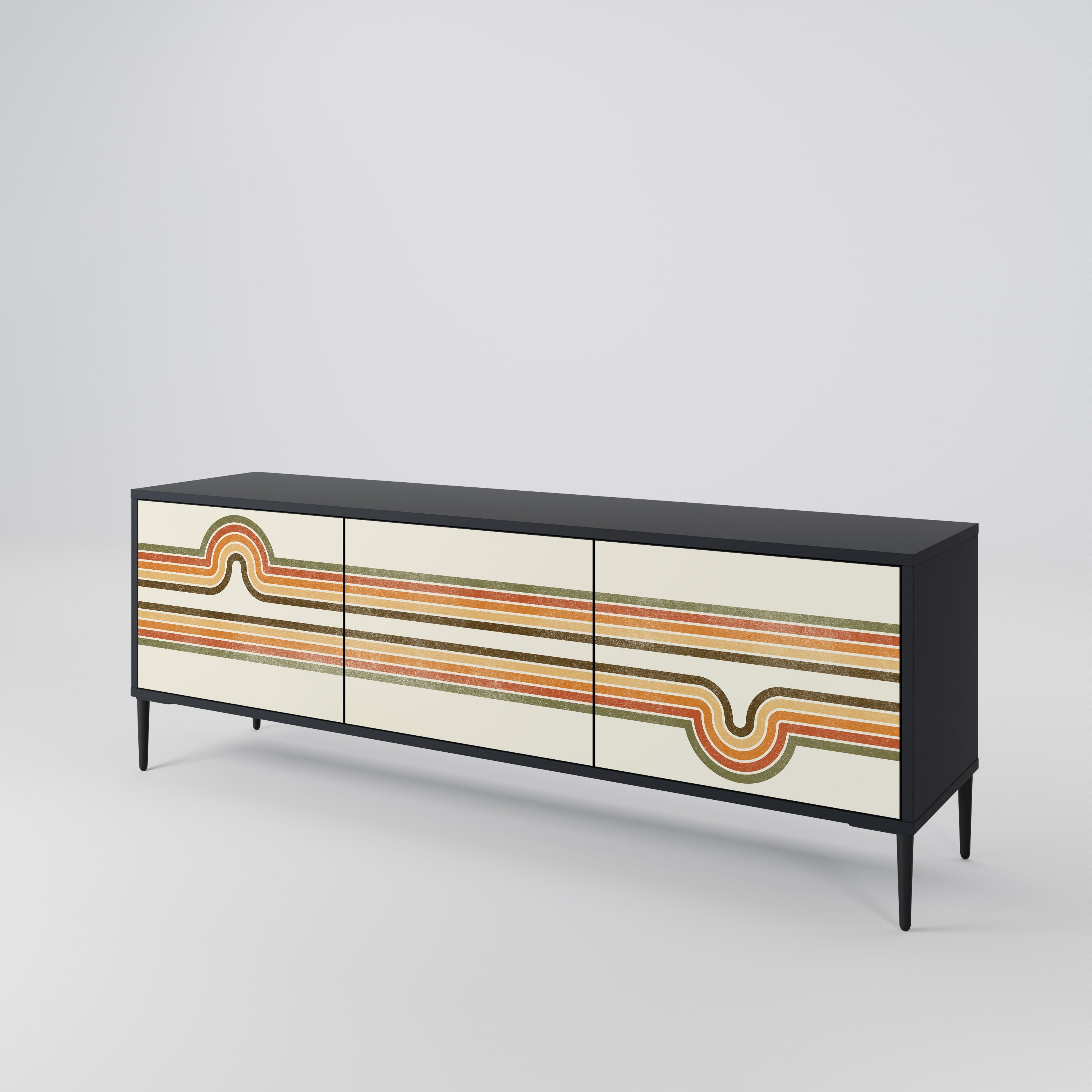 Meuble TV 3 portes EXCEPTIONNEL STREAM en finition noire