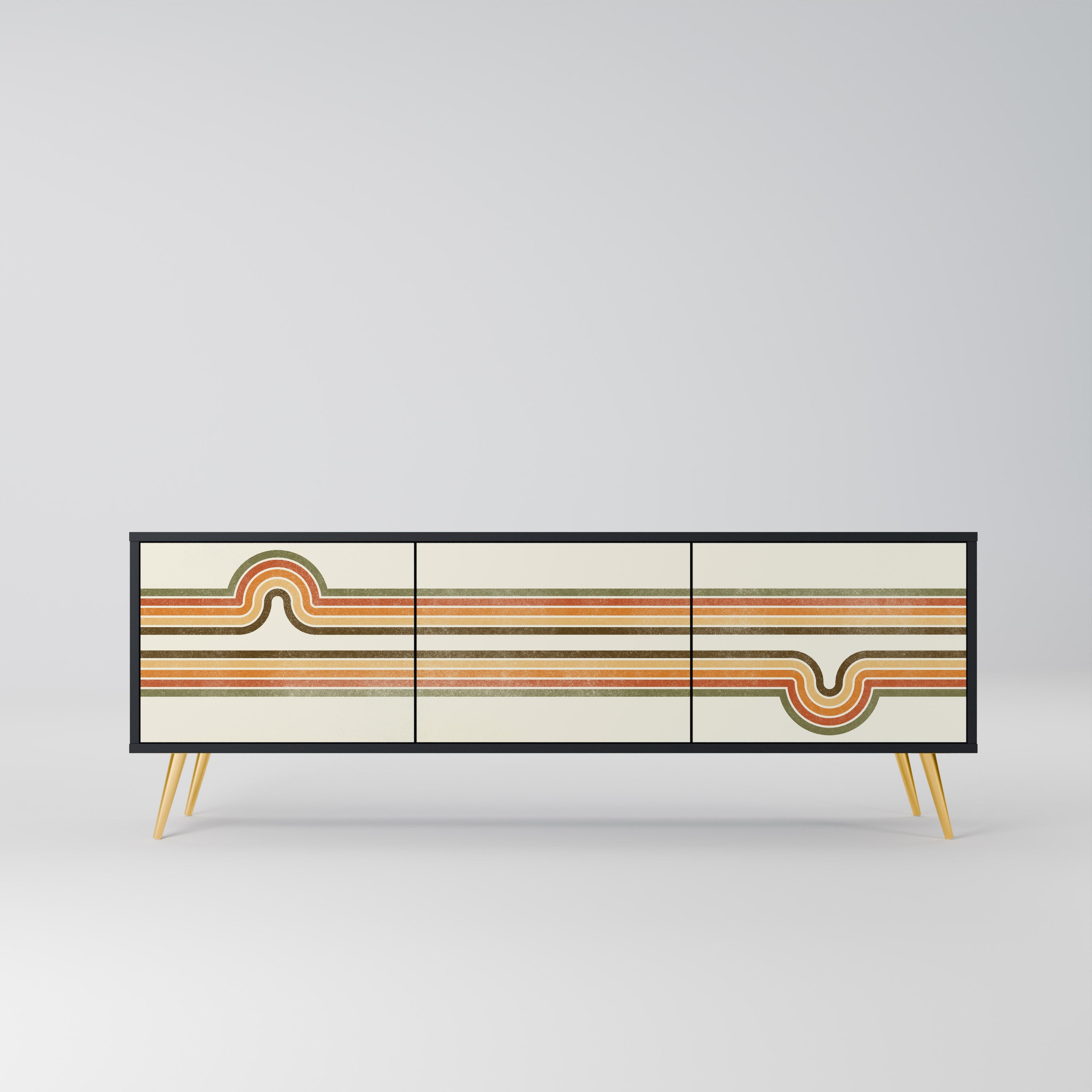 Meuble TV 3 portes EXCEPTIONNEL STREAM en finition noire