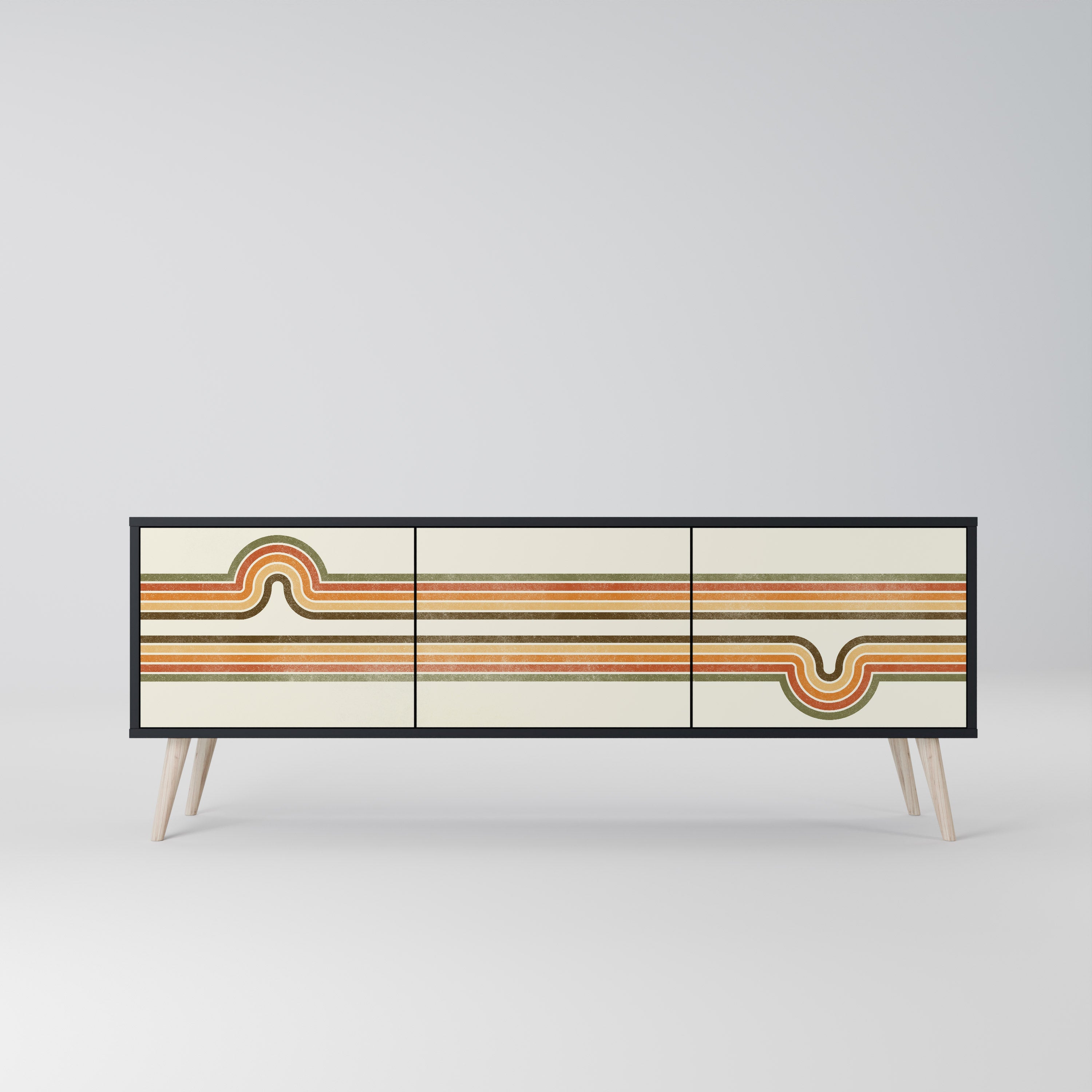 Meuble TV 3 portes EXCEPTIONNEL STREAM en finition noire