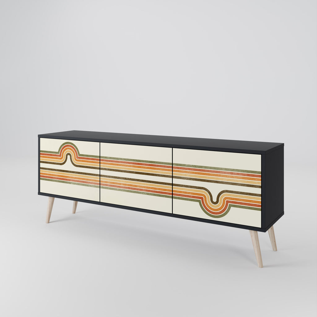 Meuble TV 3 portes EXCEPTIONNEL STREAM en finition noire