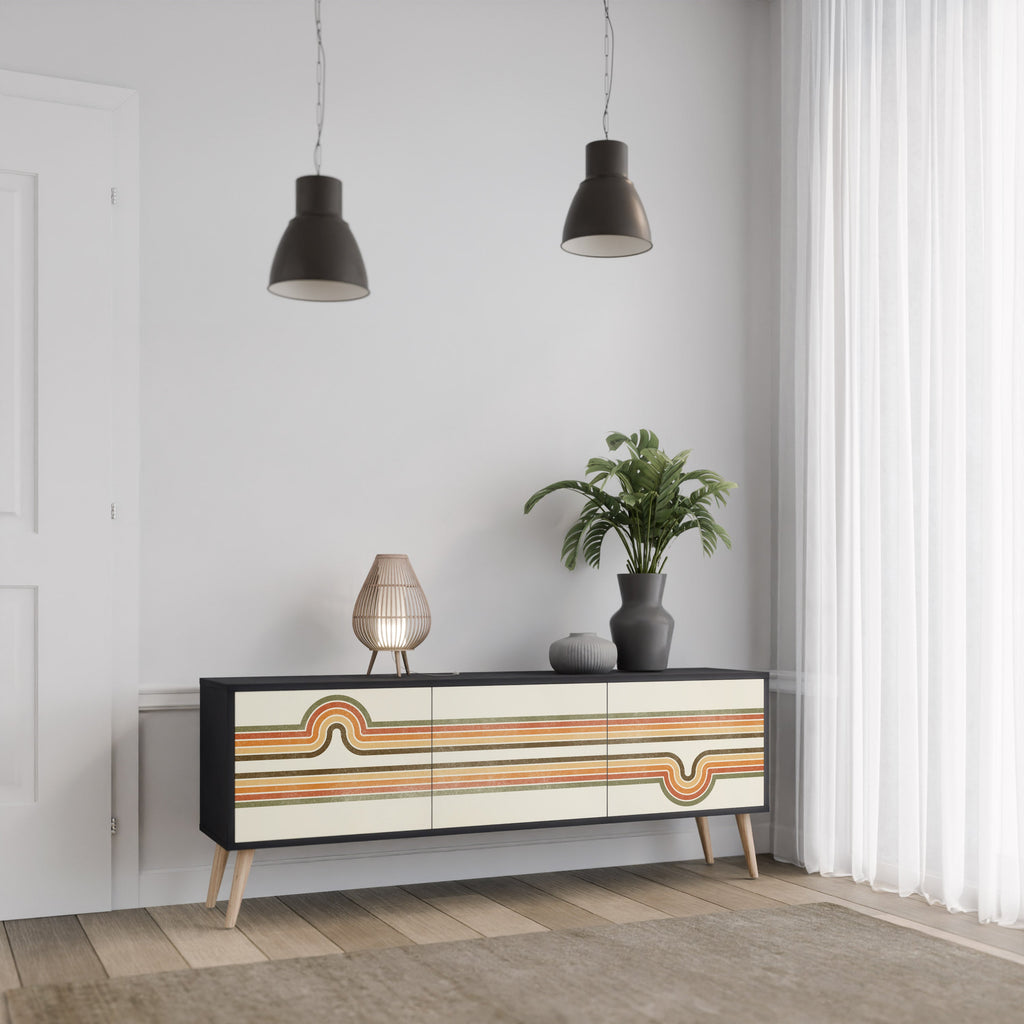 Meuble TV 3 portes EXCEPTIONNEL STREAM en finition noire