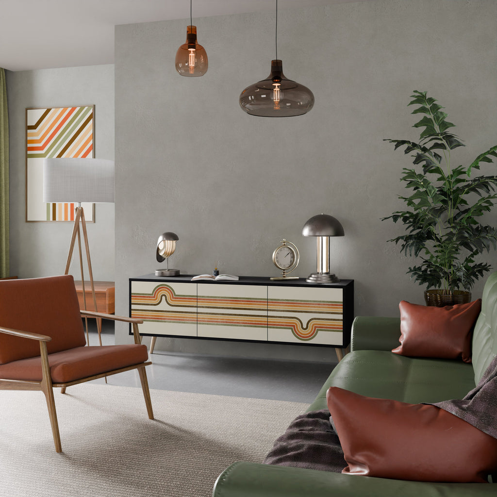 Meuble TV 3 portes EXCEPTIONNEL STREAM en finition noire