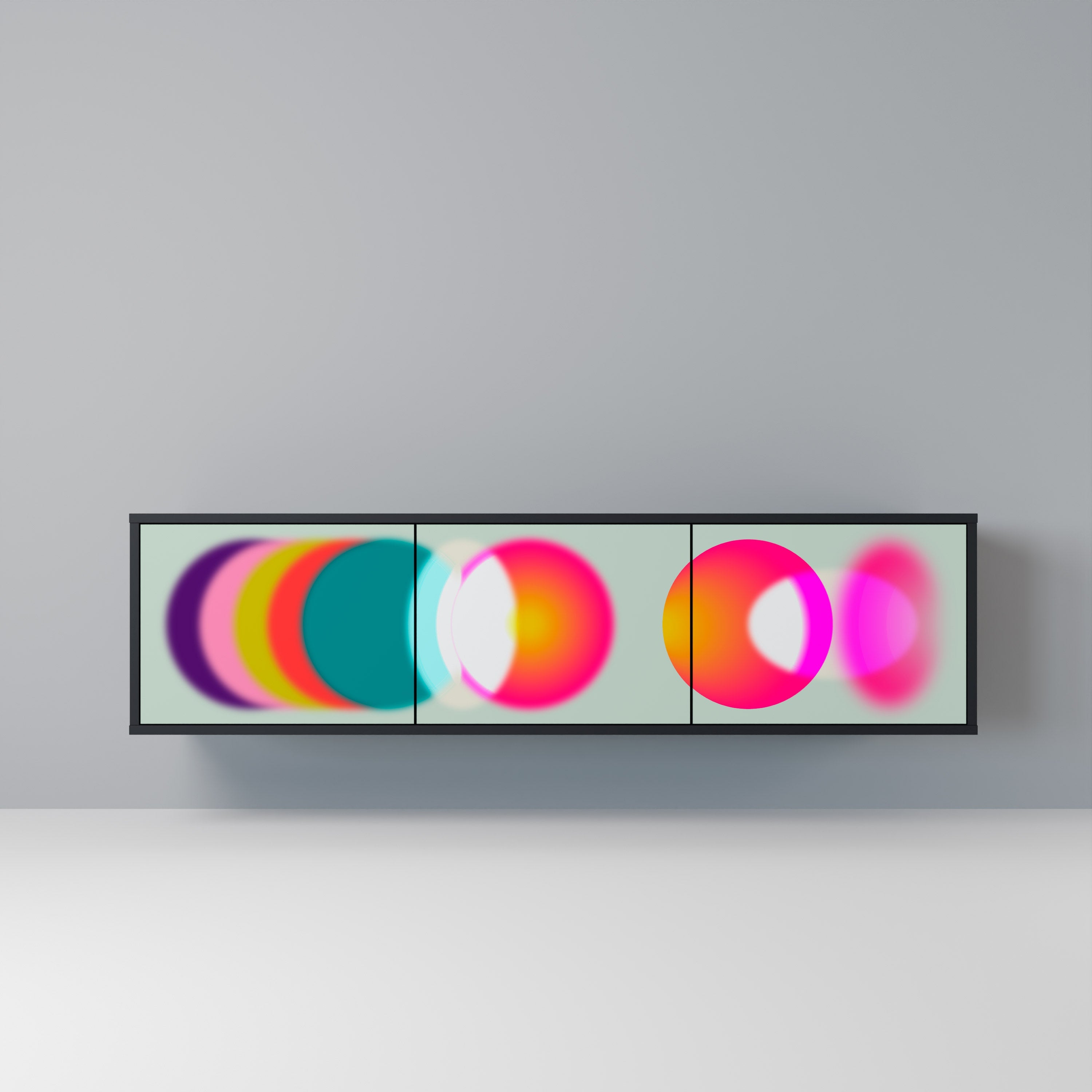 Meuble TV 3 portes SYMPHONY OF COLORS en finition noire