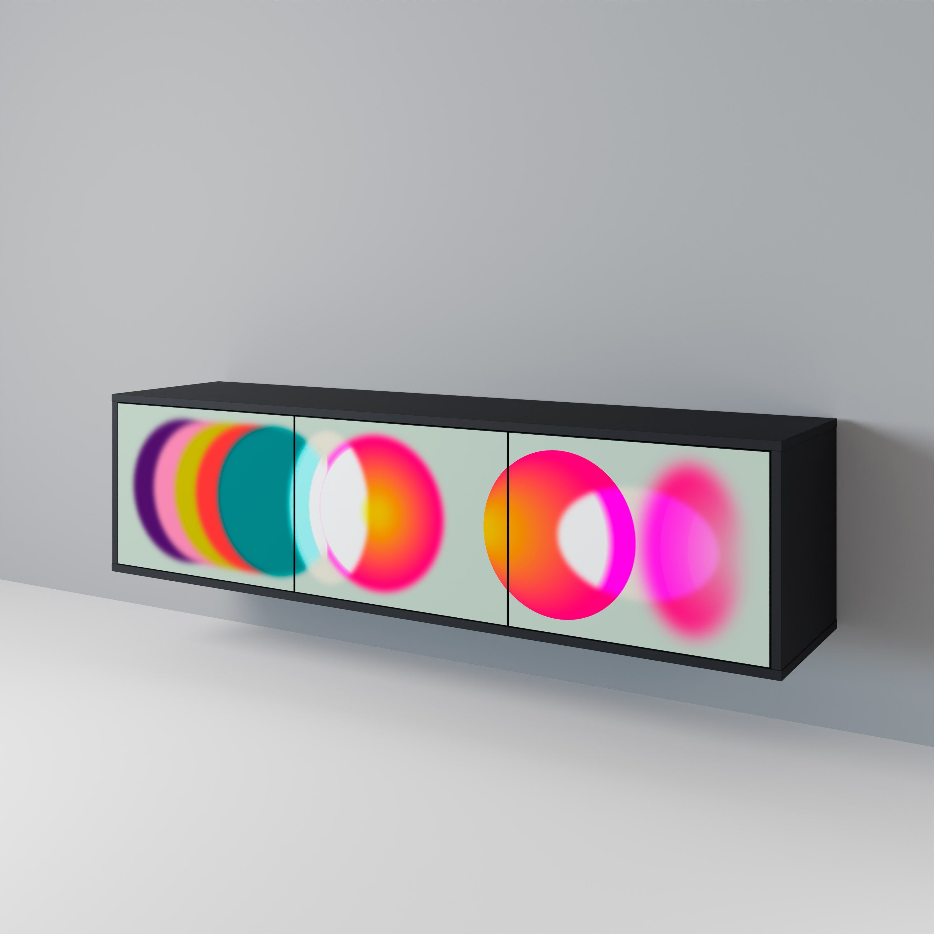 Meuble TV 3 portes SYMPHONY OF COLORS en finition noire