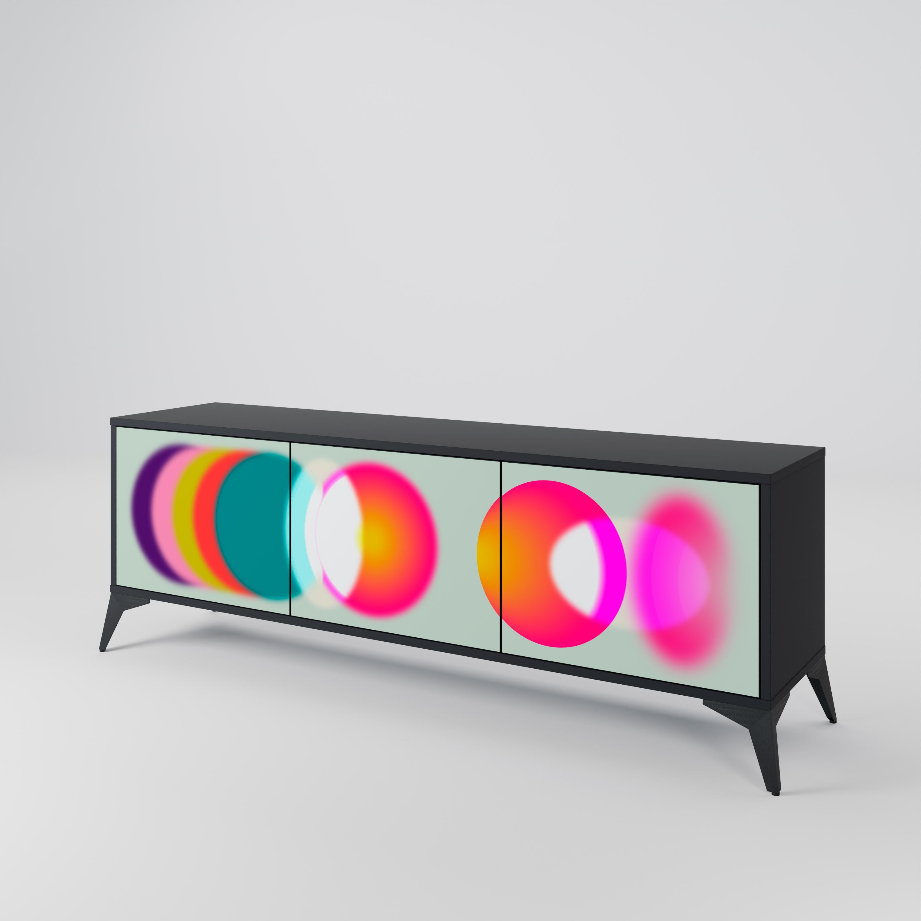 Meuble TV 3 portes SYMPHONY OF COLORS en finition noire