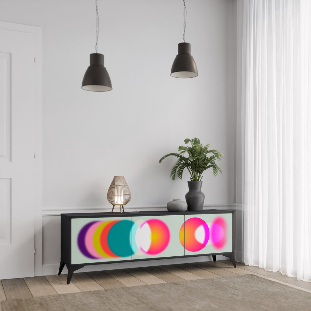 Meuble TV 3 portes SYMPHONY OF COLORS en finition noire