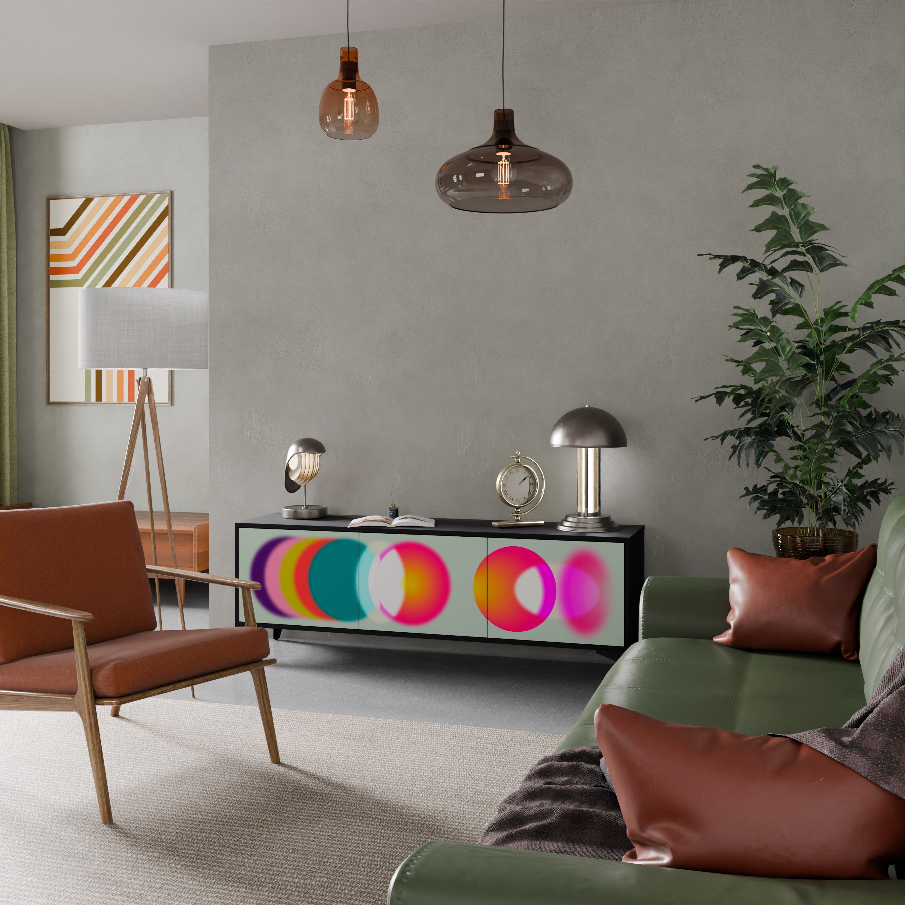 Meuble TV 3 portes SYMPHONY OF COLORS en finition noire