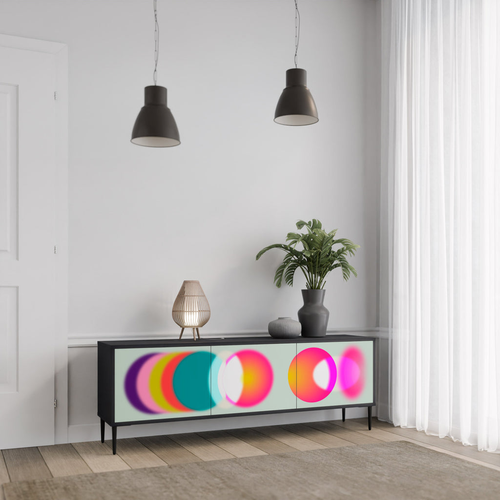 Meuble TV 3 portes SYMPHONY OF COLORS en finition noire