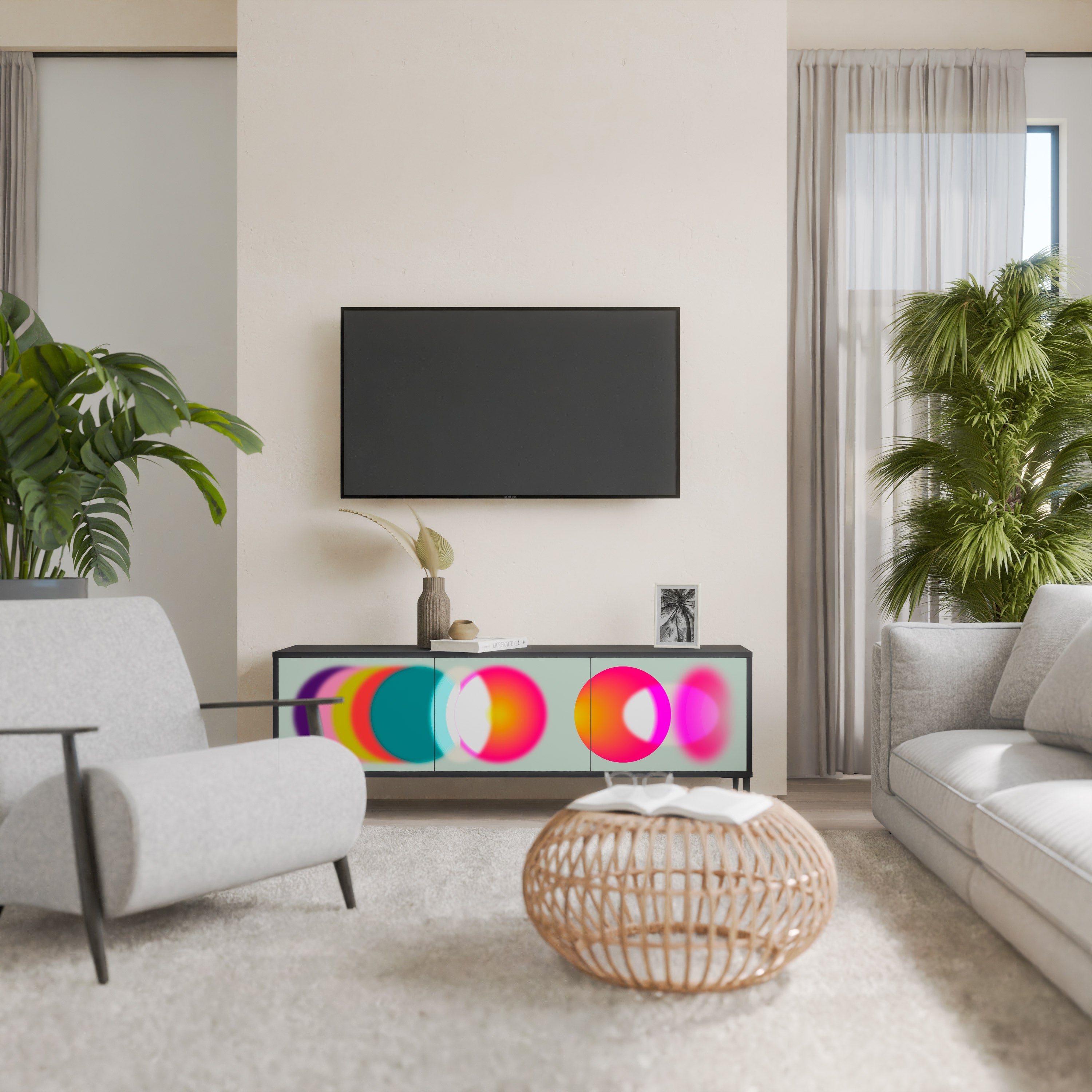 Meuble TV 3 portes SYMPHONY OF COLORS en finition noire