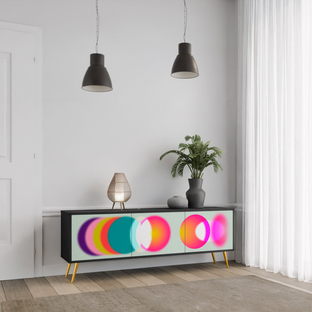 Meuble TV 3 portes SYMPHONY OF COLORS en finition noire