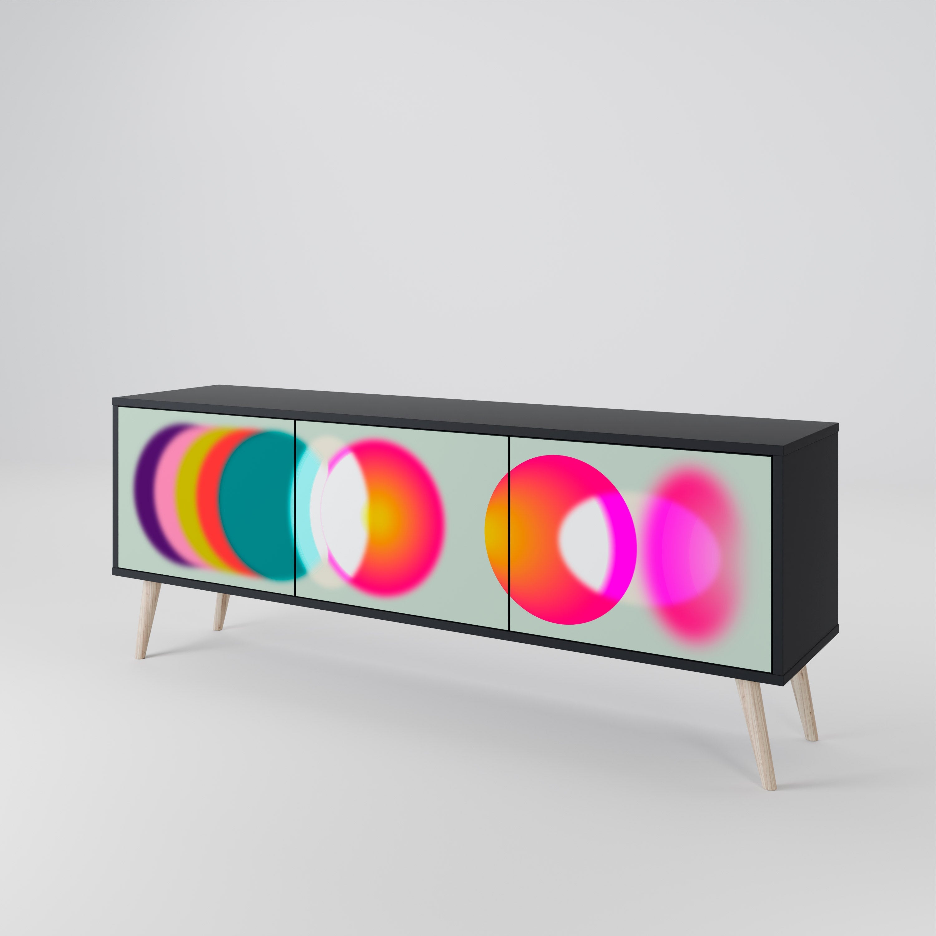 Meuble TV 3 portes SYMPHONY OF COLORS en finition noire