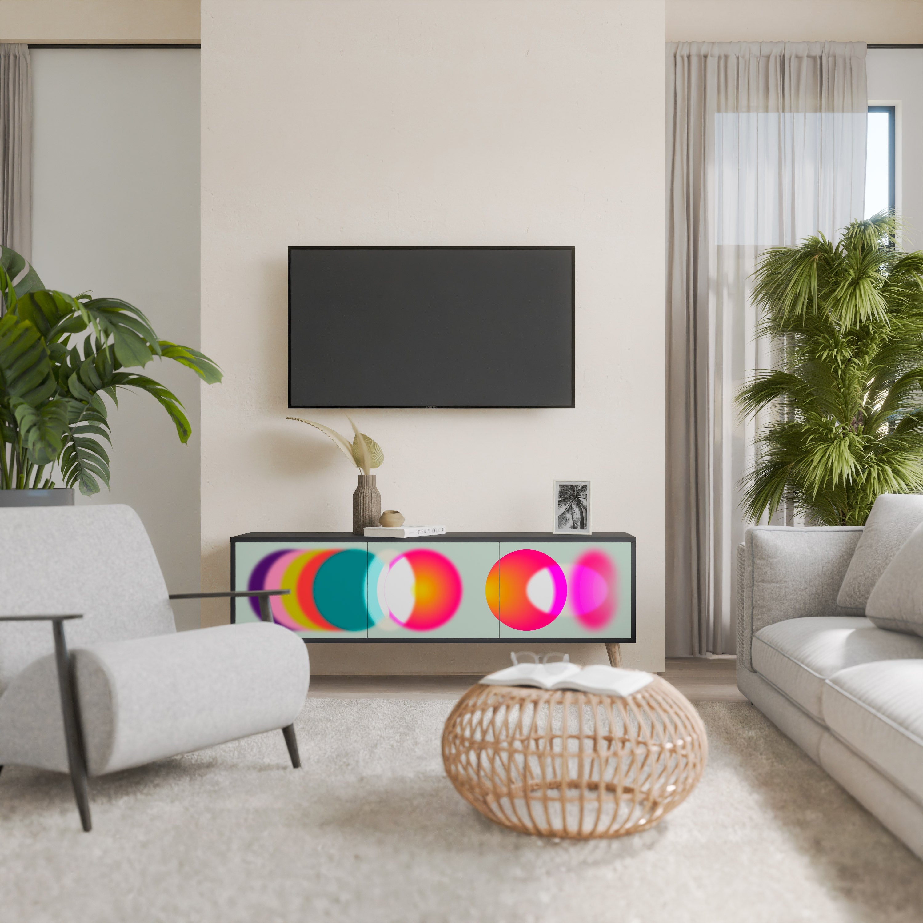 Meuble TV 3 portes SYMPHONY OF COLORS en finition noire