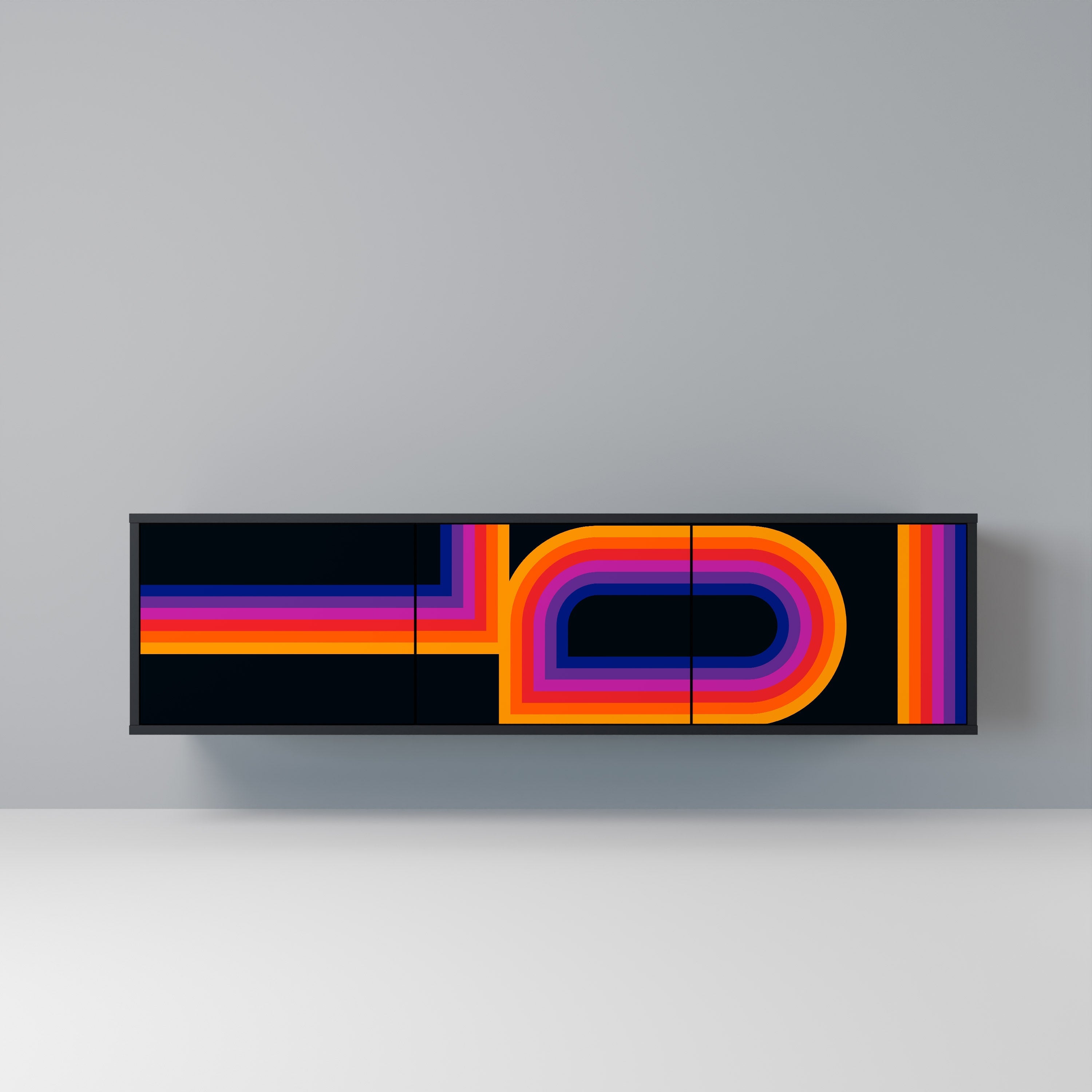 Meuble TV 3 portes BLINDED BY THE LIGHTS, finition noire