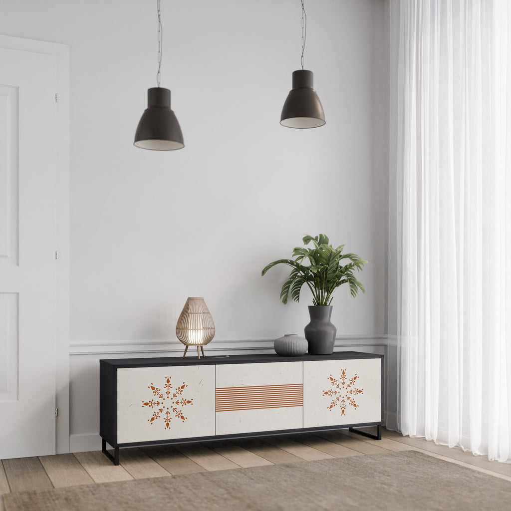 Meuble TV 3 portes DAILY HARMONY finition noire