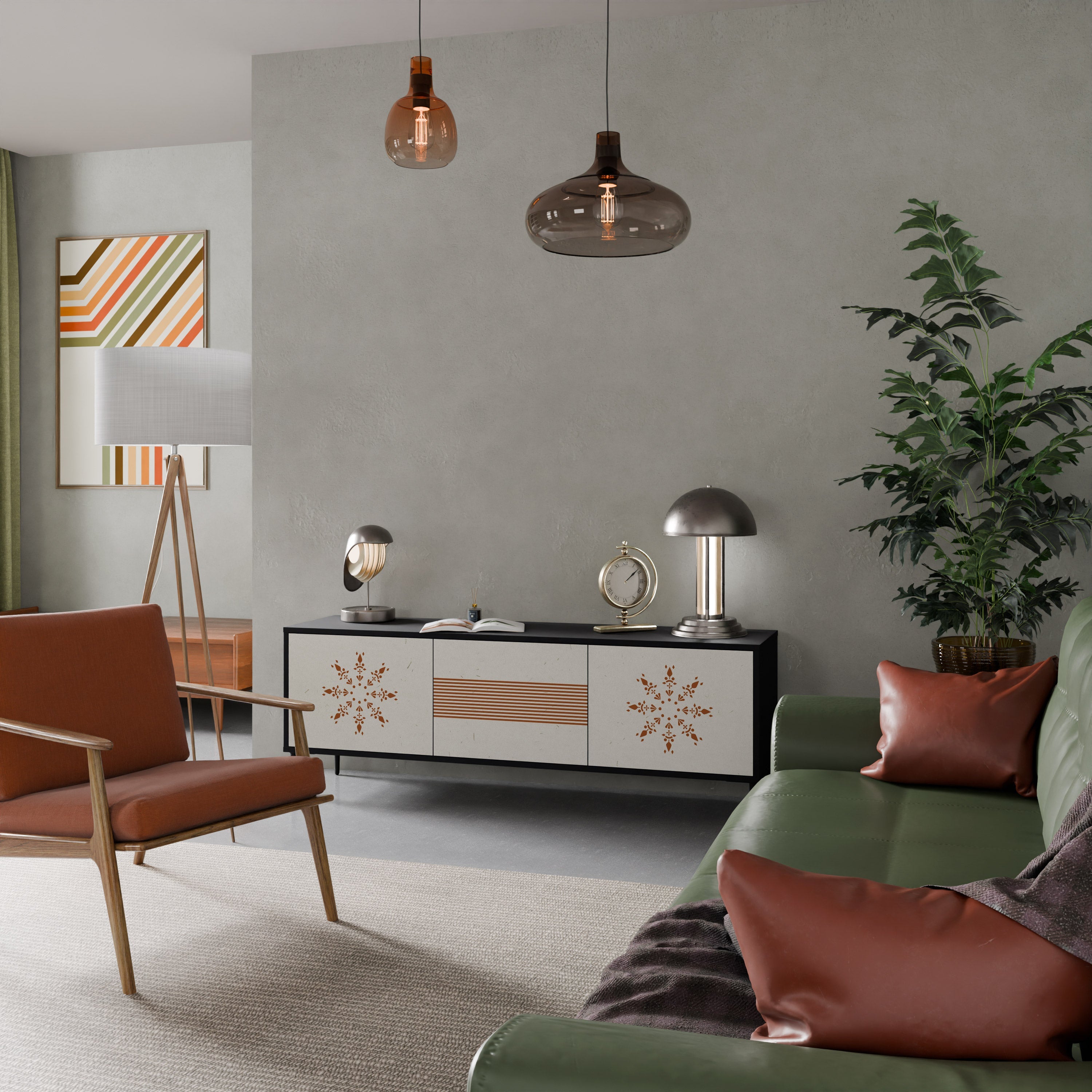 Meuble TV 3 portes DAILY HARMONY finition noire