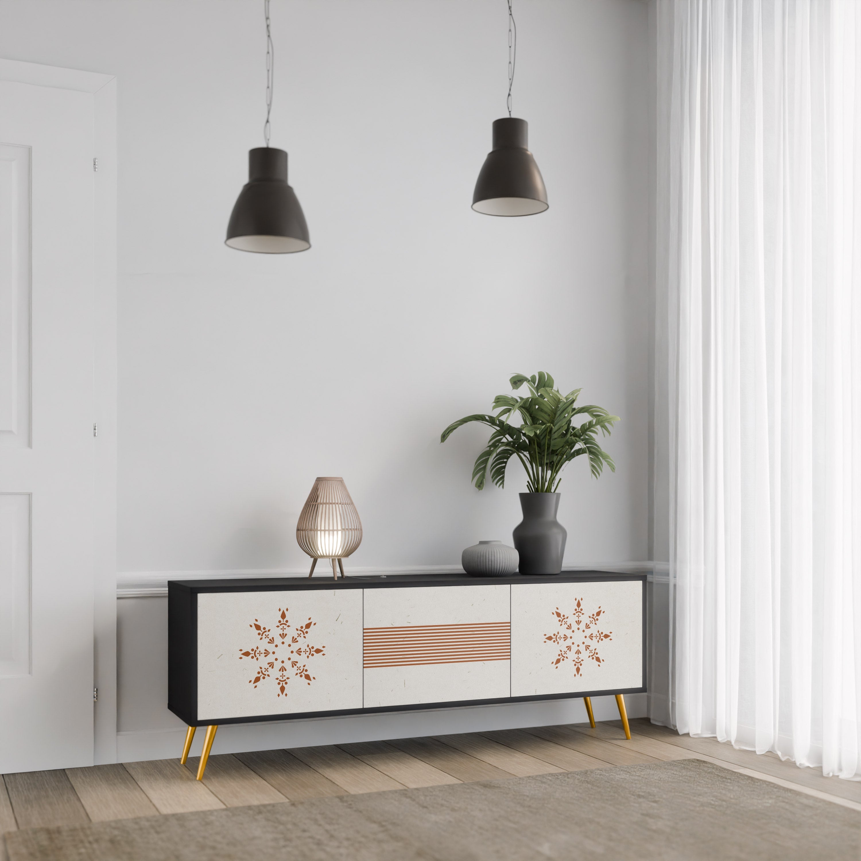 Meuble TV 3 portes DAILY HARMONY finition noire