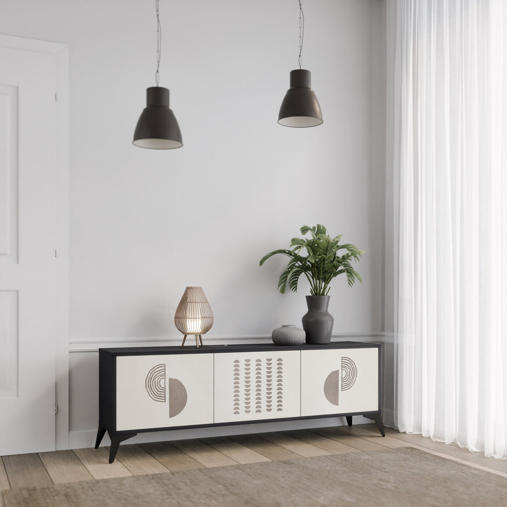 Meuble TV 3 portes HARMONY ESSENCE finition noire