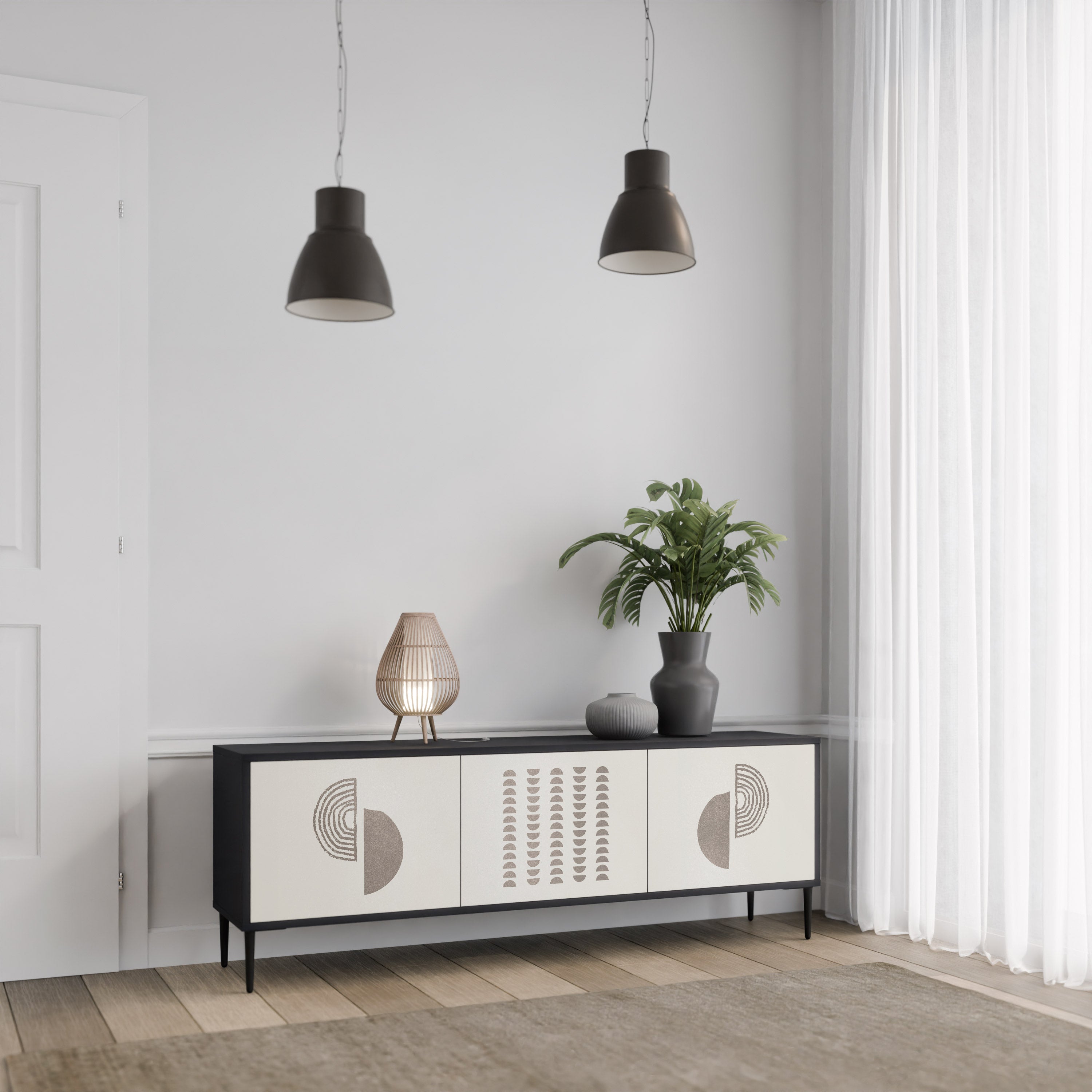 Meuble TV 3 portes HARMONY ESSENCE finition noire