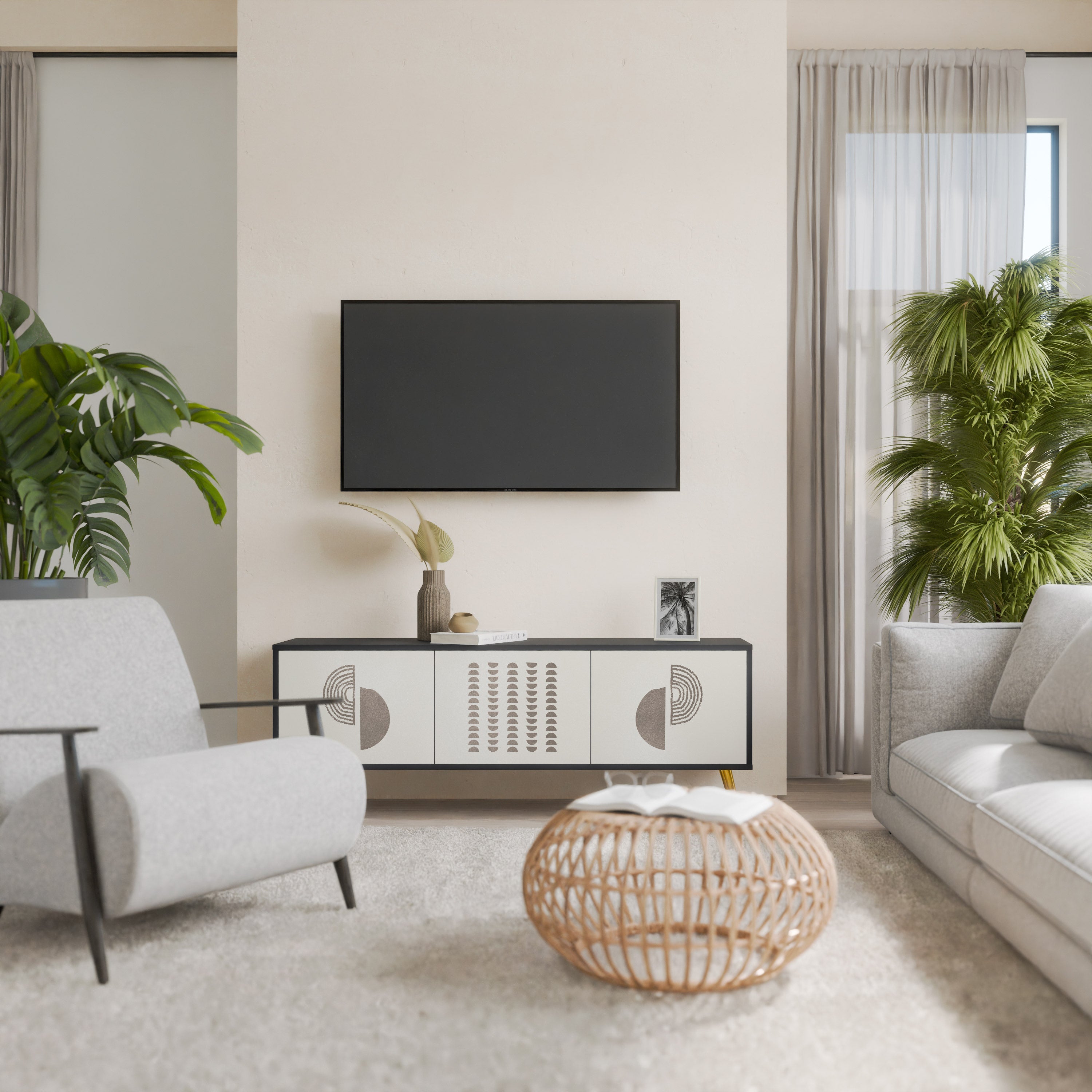 Meuble TV 3 portes HARMONY ESSENCE finition noire