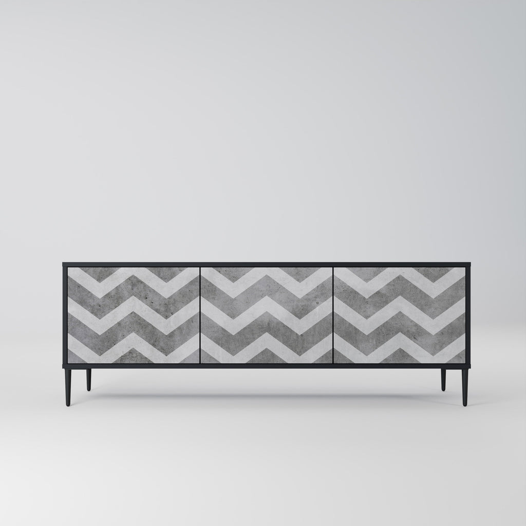 Meuble TV 3 portes TOUGH ZIG ZAG finition noire