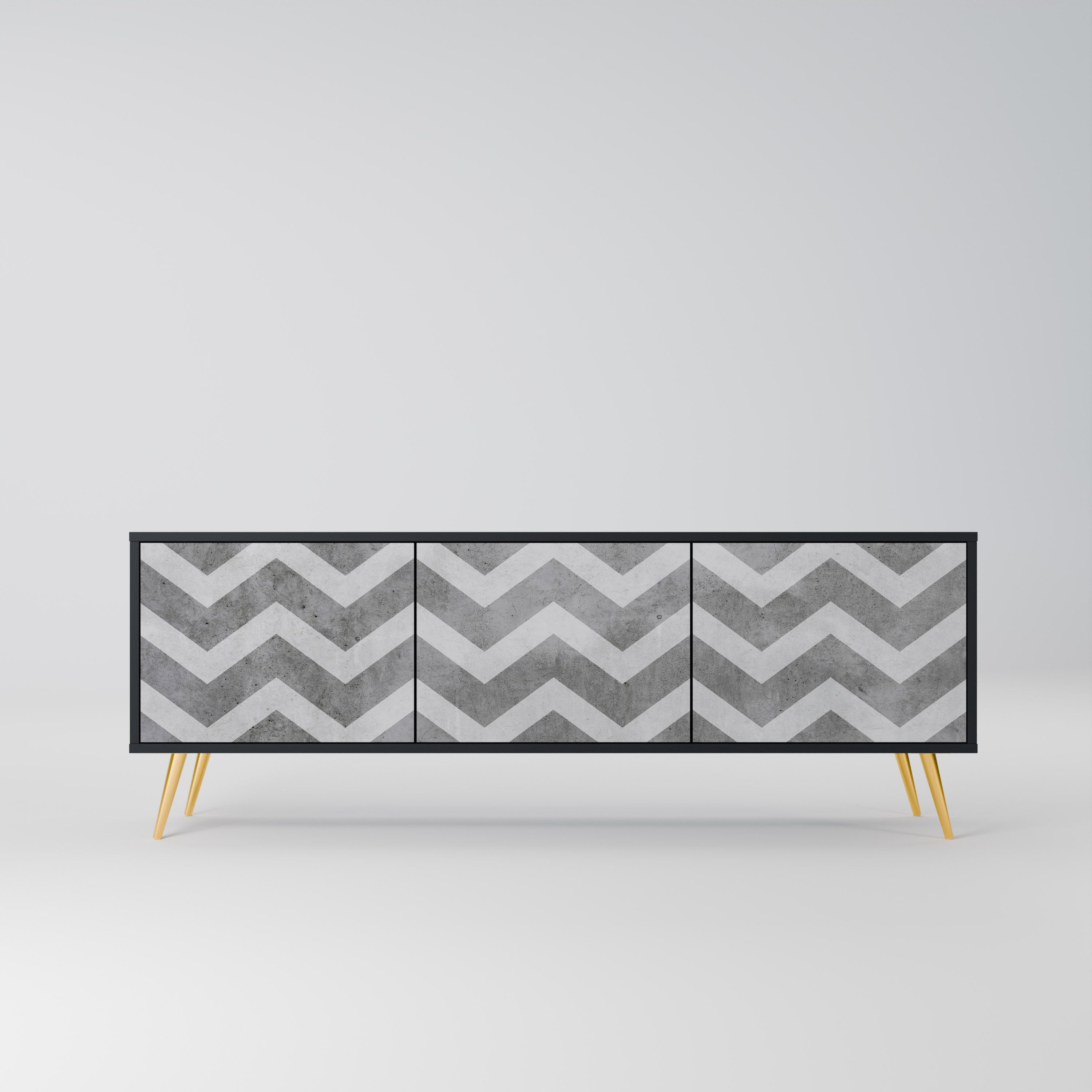 Meuble TV 3 portes TOUGH ZIG ZAG finition noire