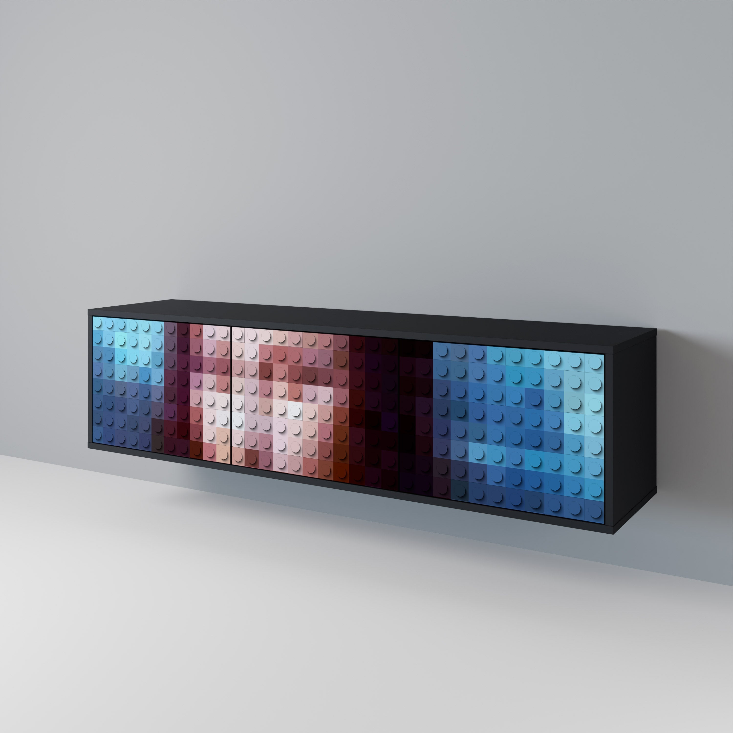 Meuble TV 3 portes CONSTRUCTIVE ART finition noire