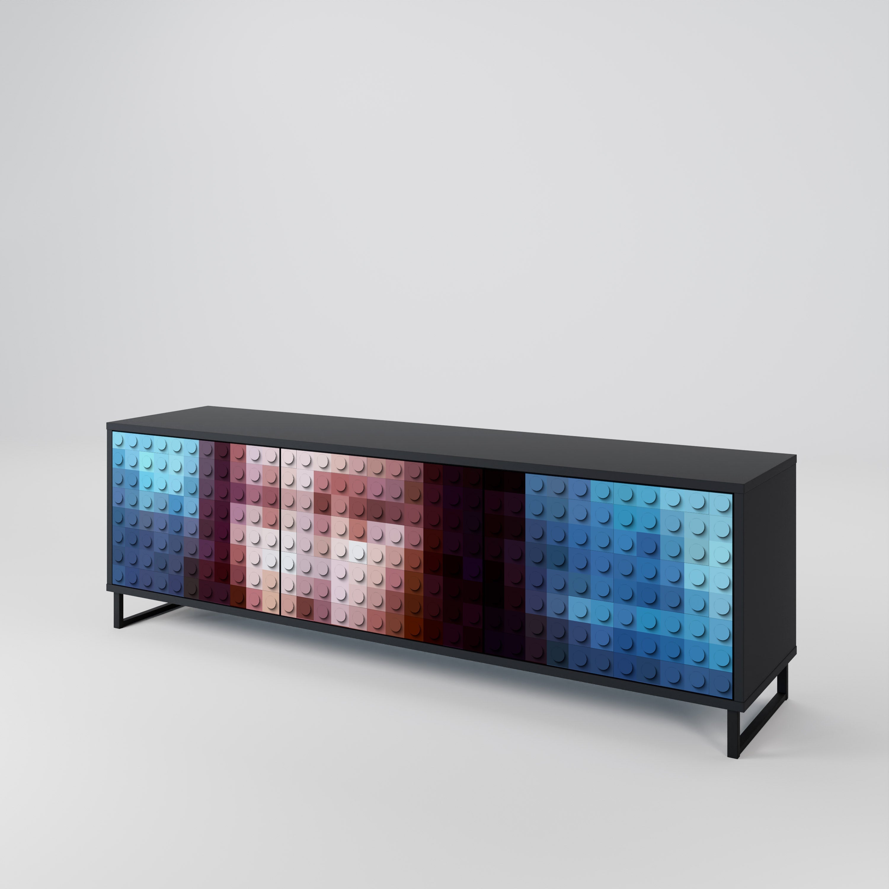 Meuble TV 3 portes CONSTRUCTIVE ART finition noire