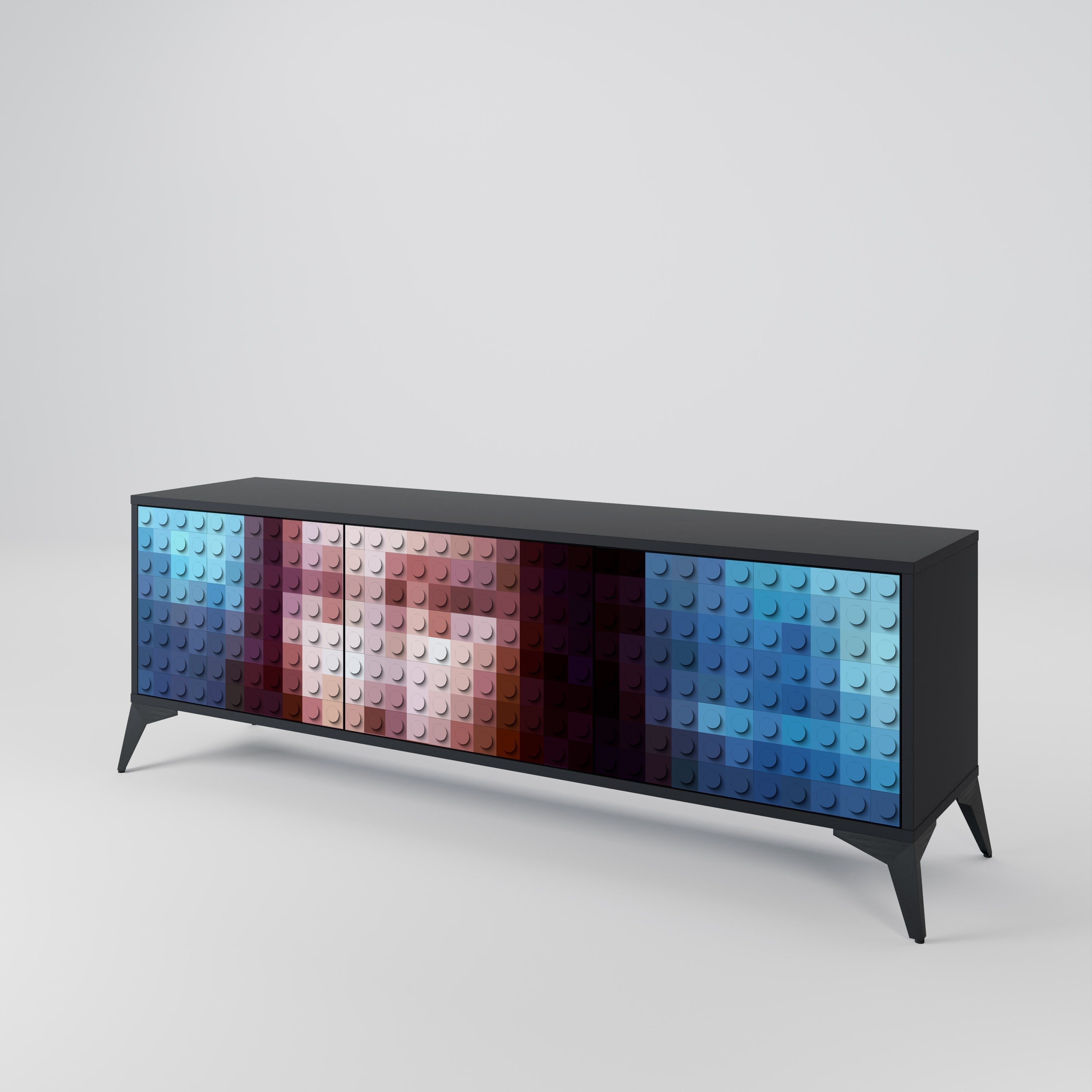 Meuble TV 3 portes CONSTRUCTIVE ART finition noire