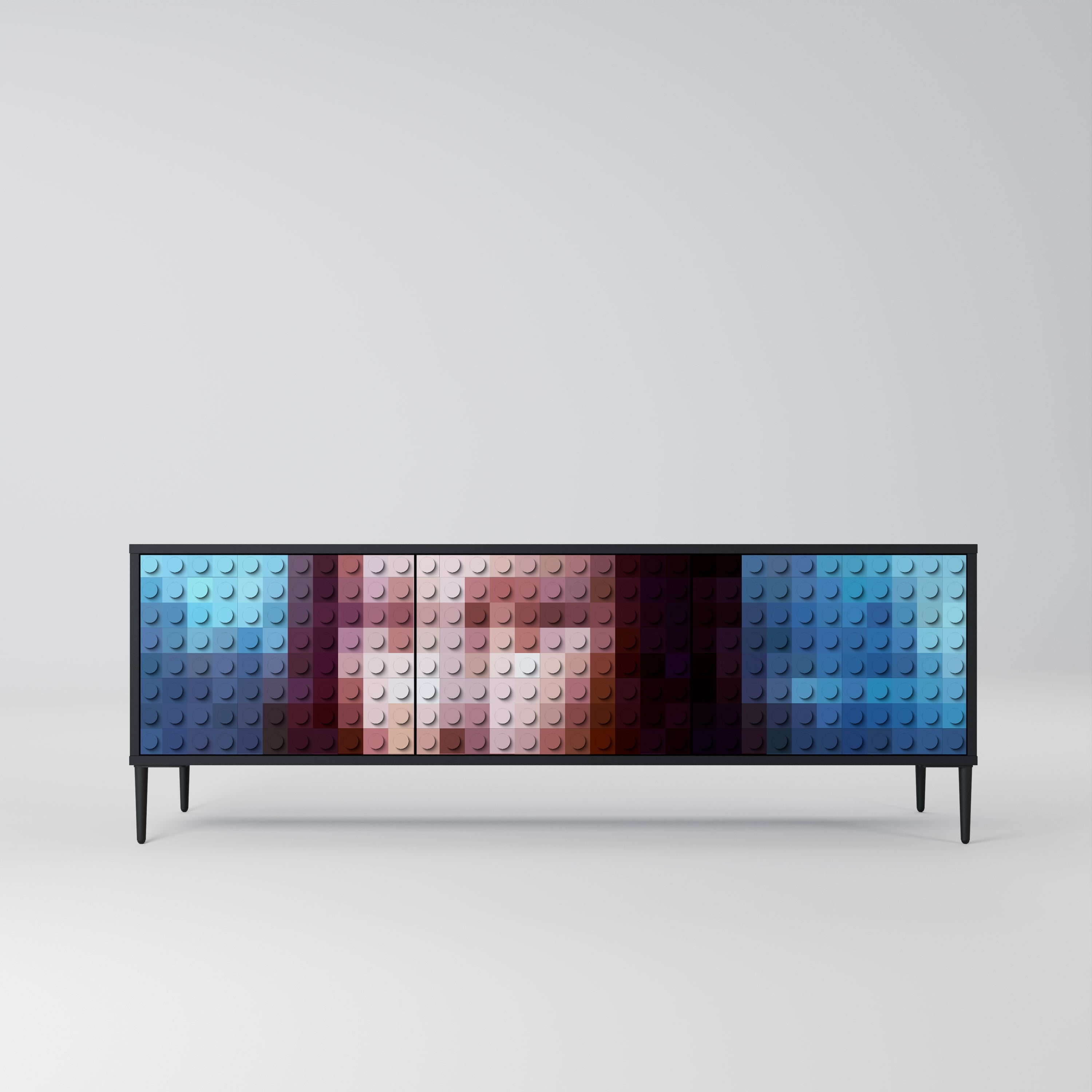 Meuble TV 3 portes CONSTRUCTIVE ART finition noire