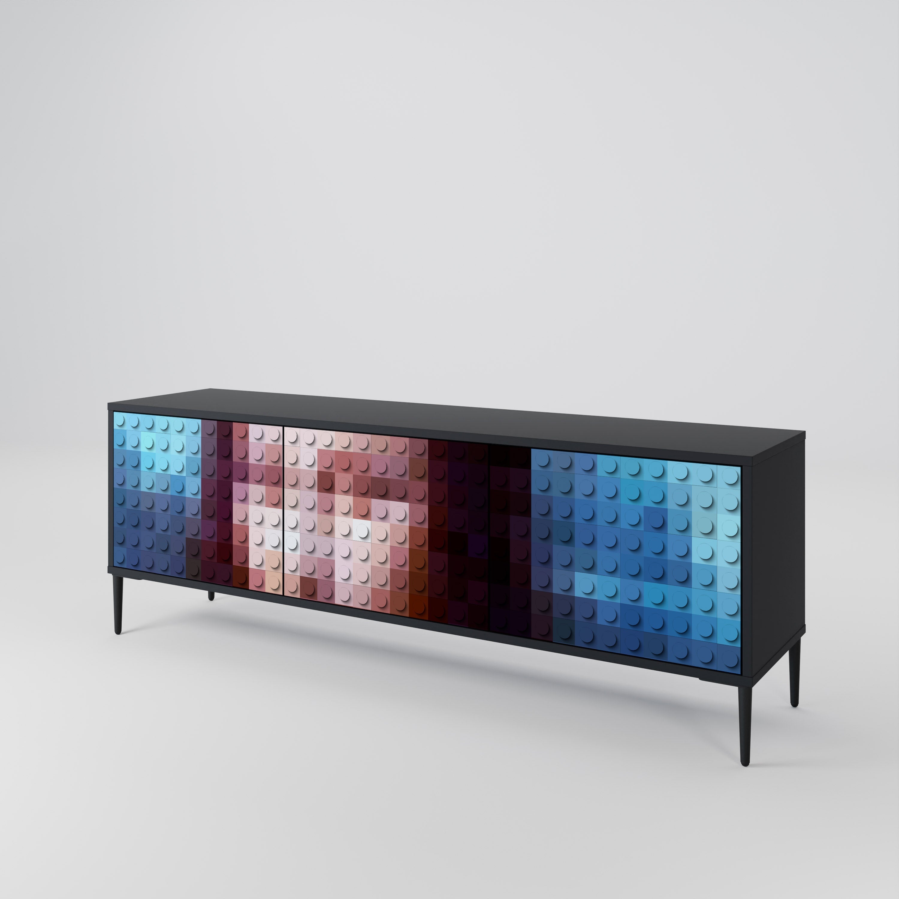 Meuble TV 3 portes CONSTRUCTIVE ART finition noire