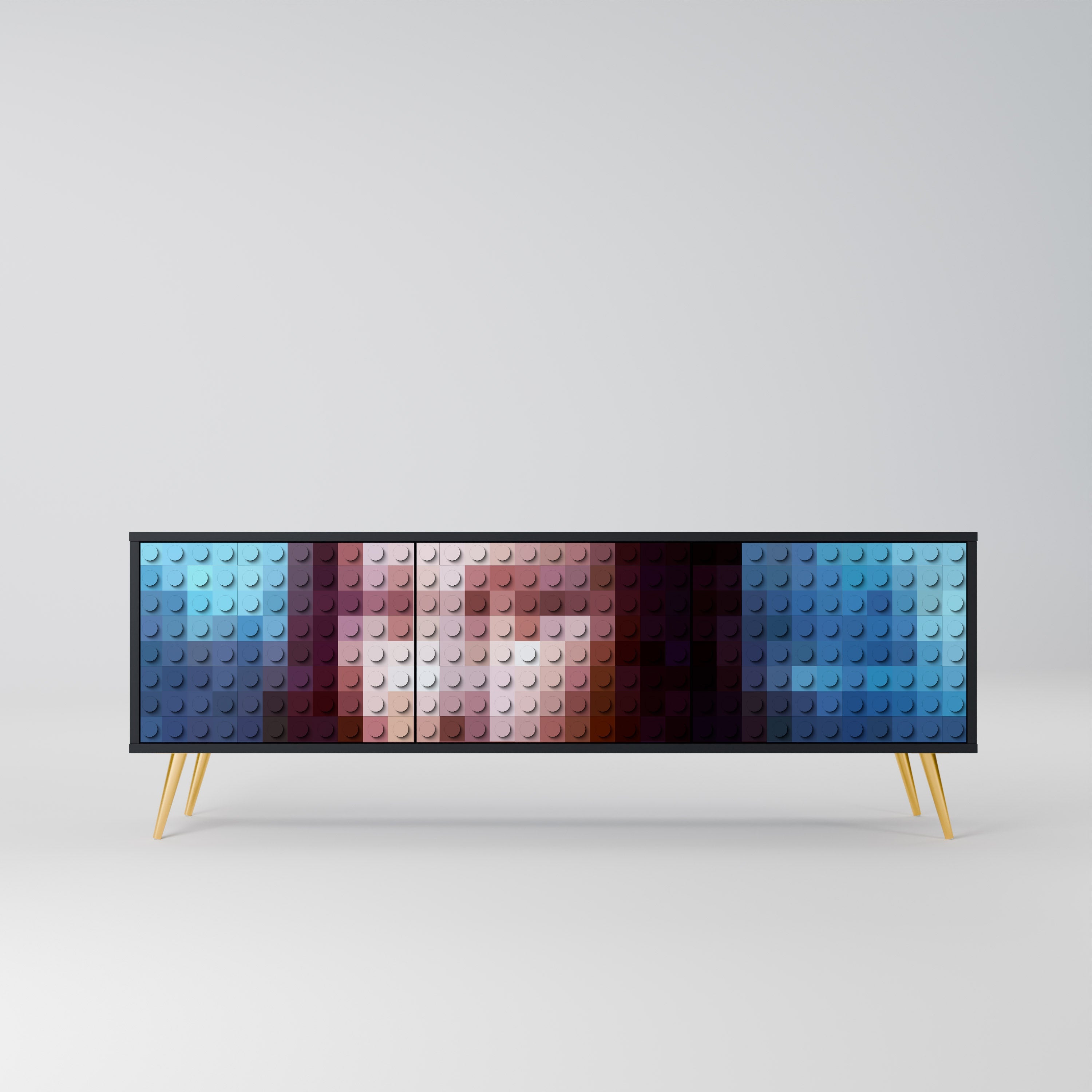 Meuble TV 3 portes CONSTRUCTIVE ART finition noire