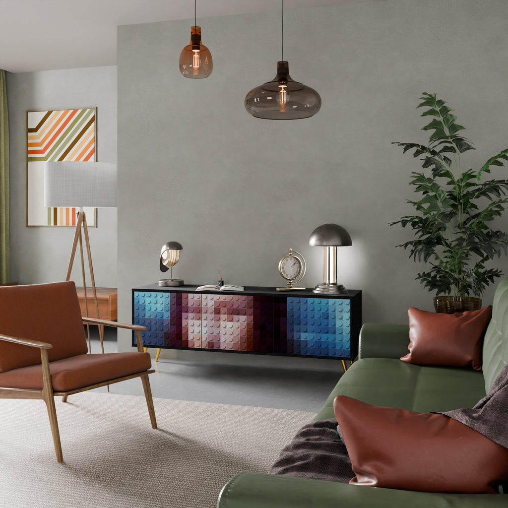 Meuble TV 3 portes CONSTRUCTIVE ART finition noire