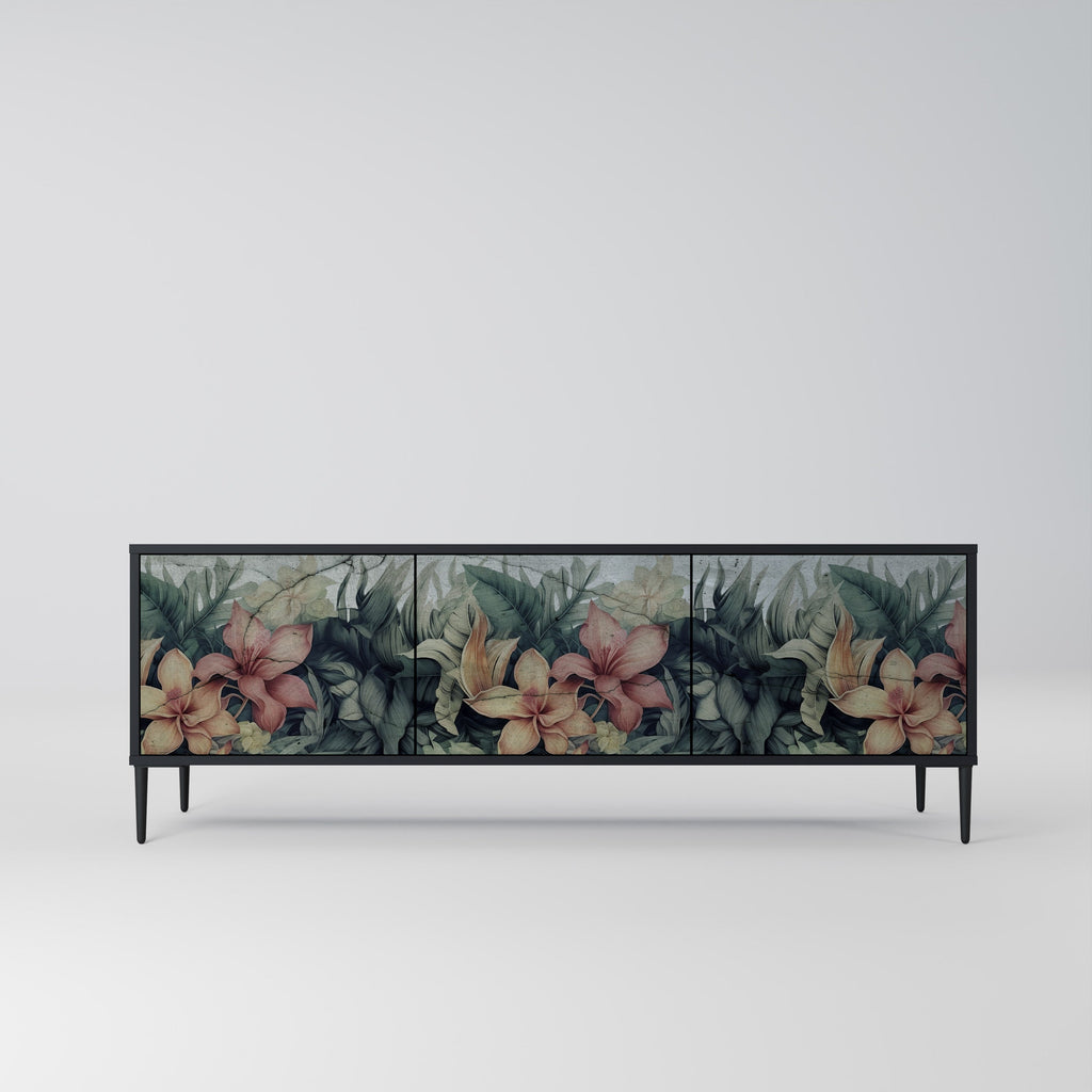 Meuble TV 3 portes HEAVENLY BLOOM finition noire