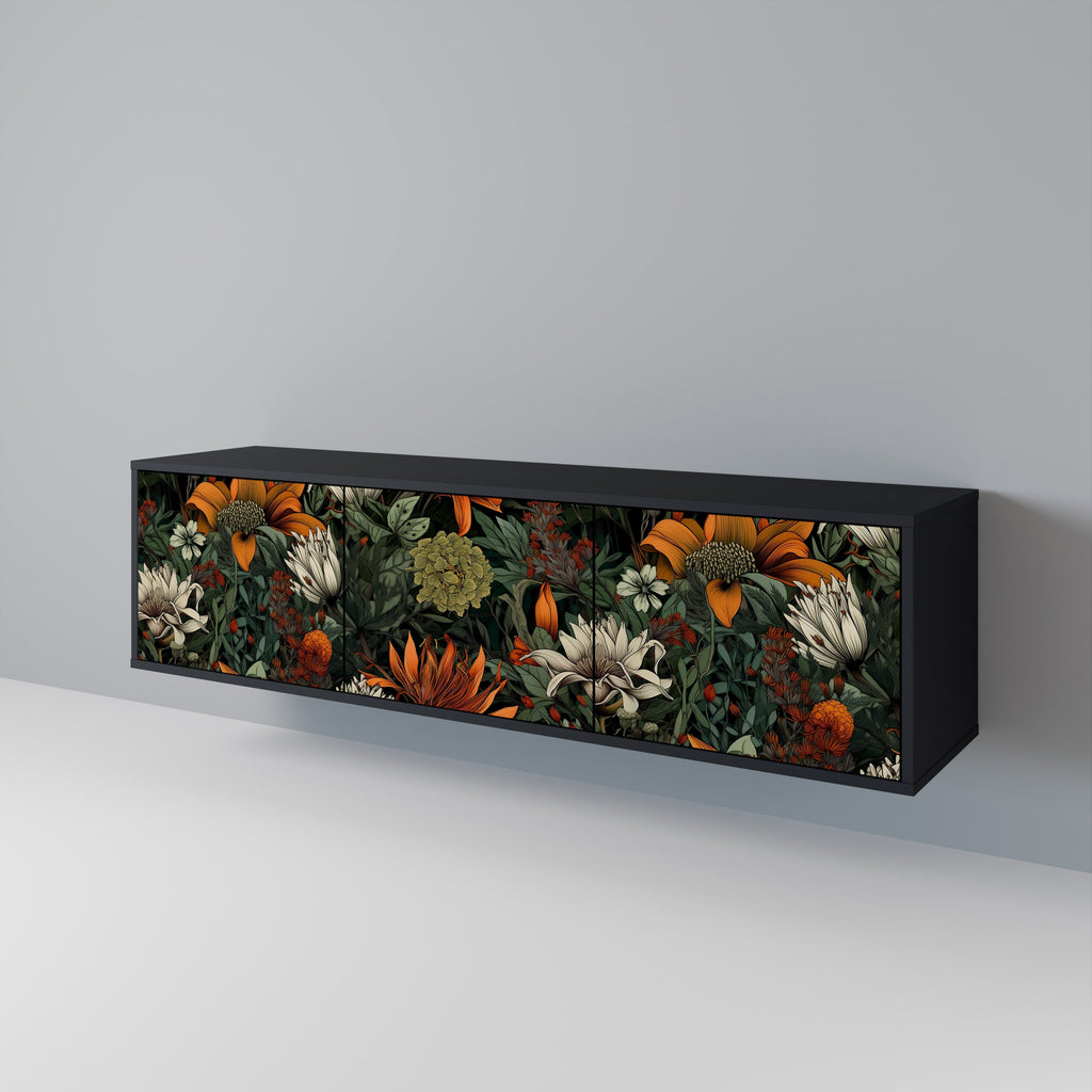 Meuble TV 3 portes MIDNIGHT SPROUT finition noire