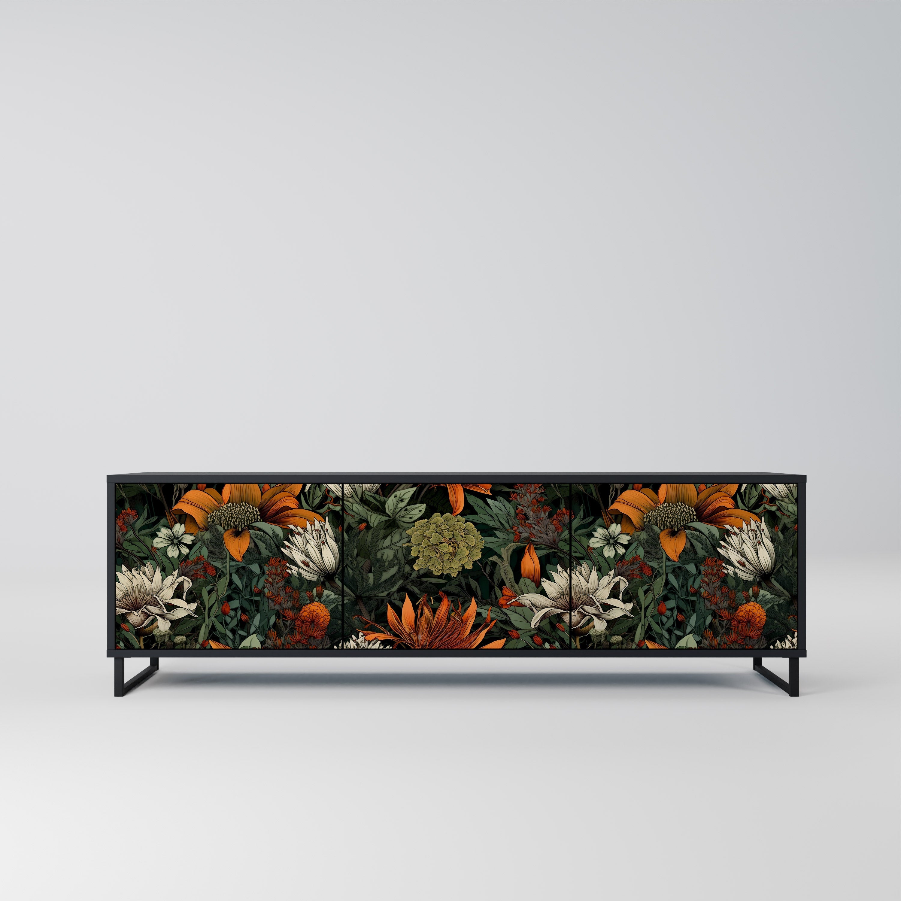 Meuble TV 3 portes MIDNIGHT SPROUT finition noire