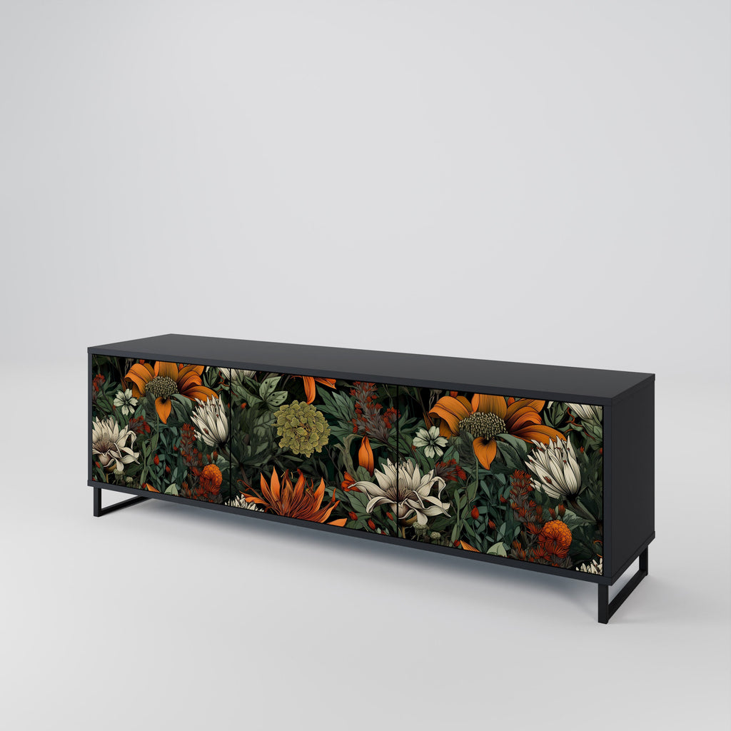 Meuble TV 3 portes MIDNIGHT SPROUT finition noire