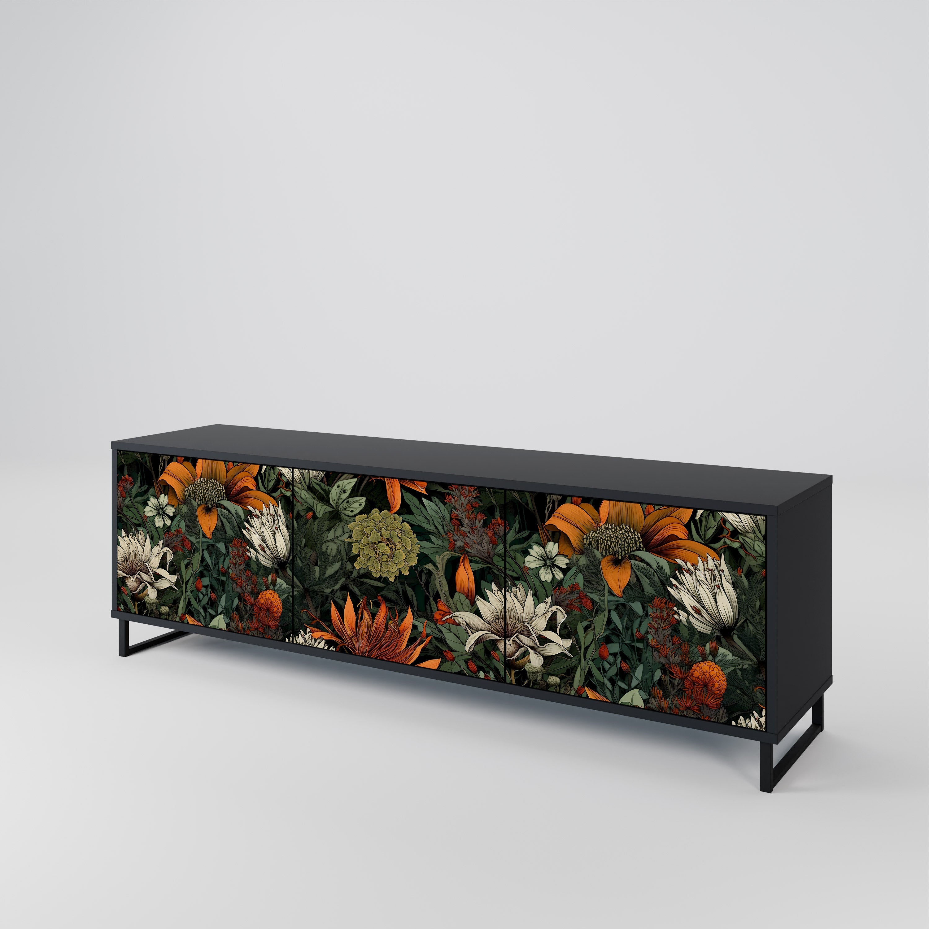 Meuble TV 3 portes MIDNIGHT SPROUT finition noire