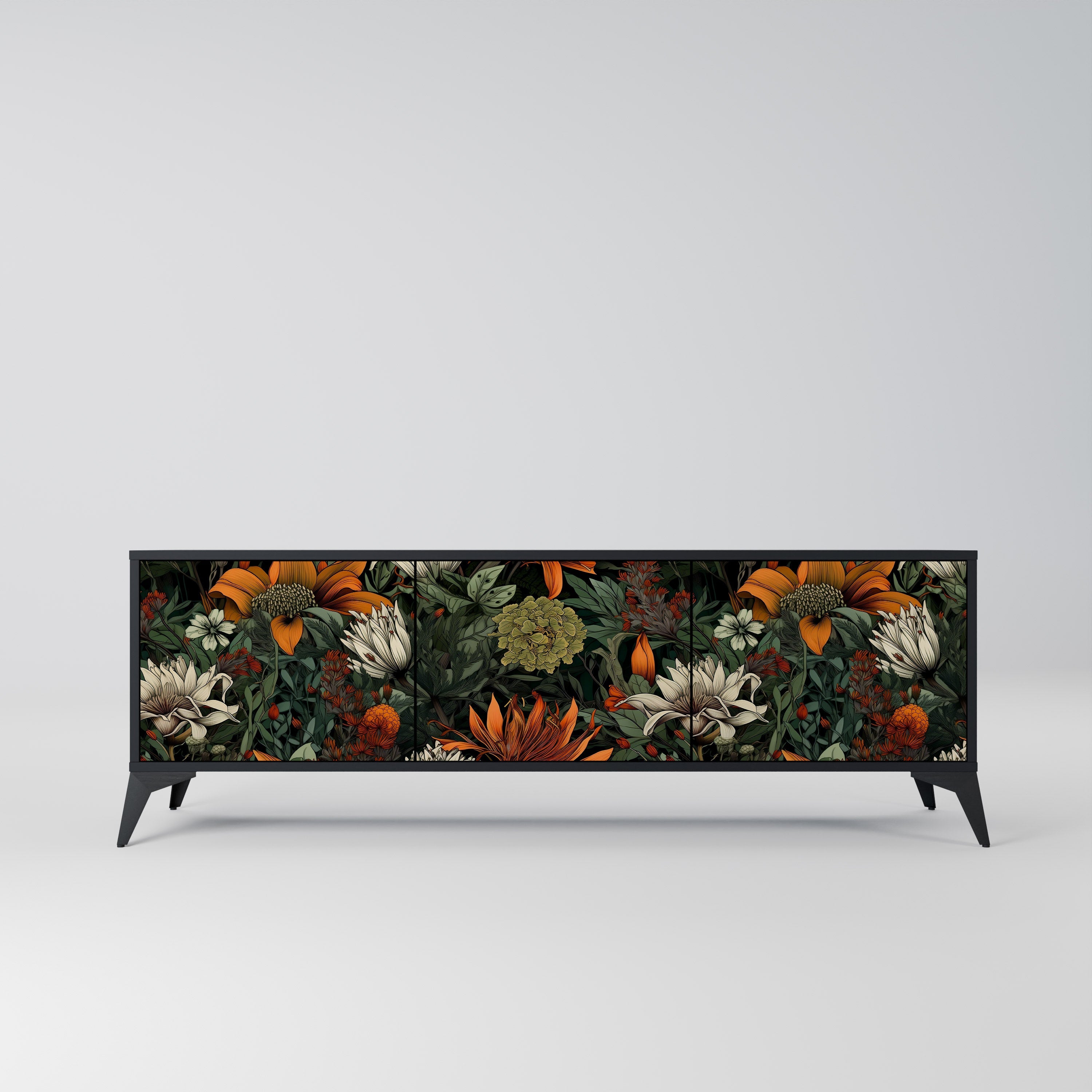 Meuble TV 3 portes MIDNIGHT SPROUT finition noire