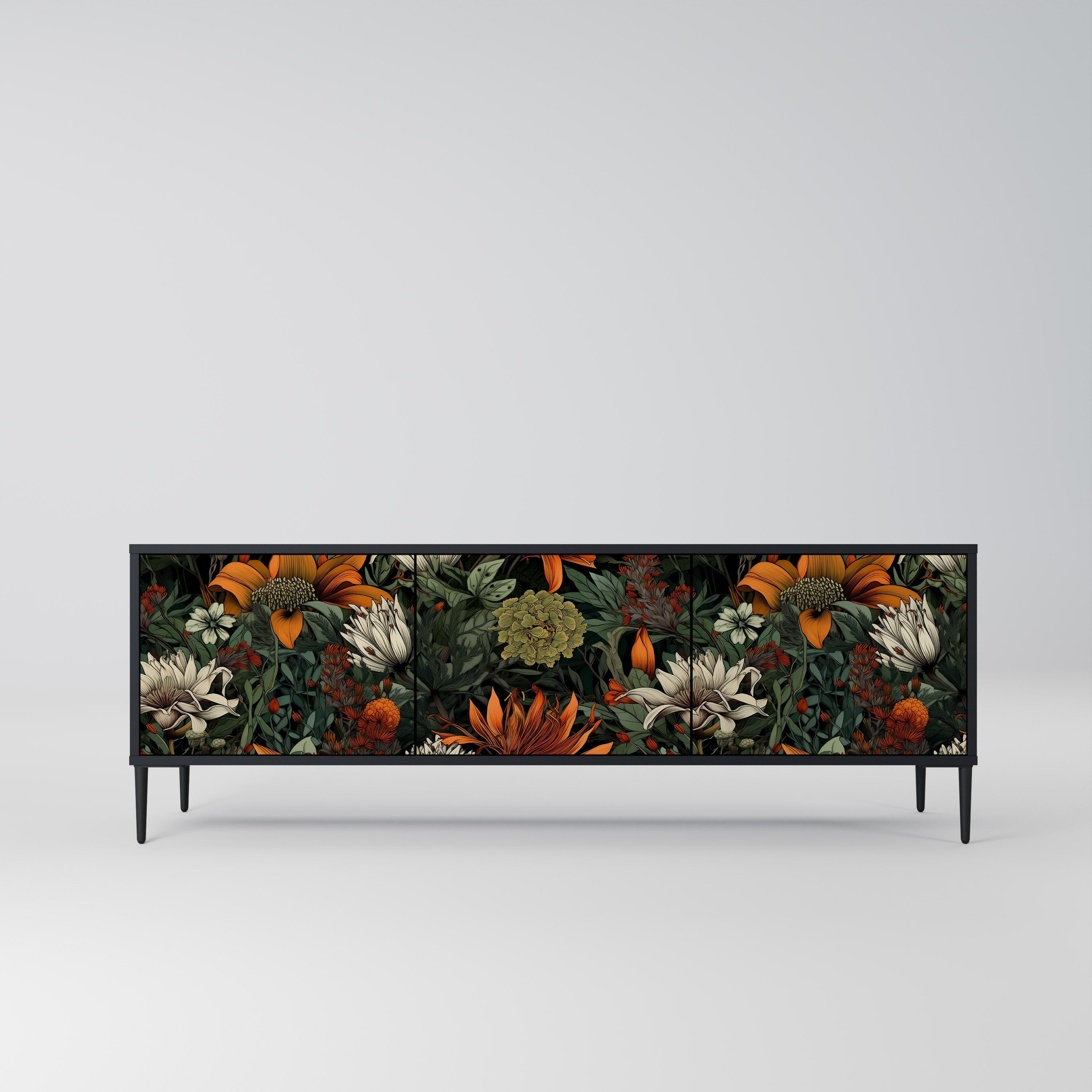 Meuble TV 3 portes MIDNIGHT SPROUT finition noire