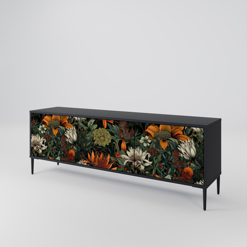 Meuble TV 3 portes MIDNIGHT SPROUT finition noire