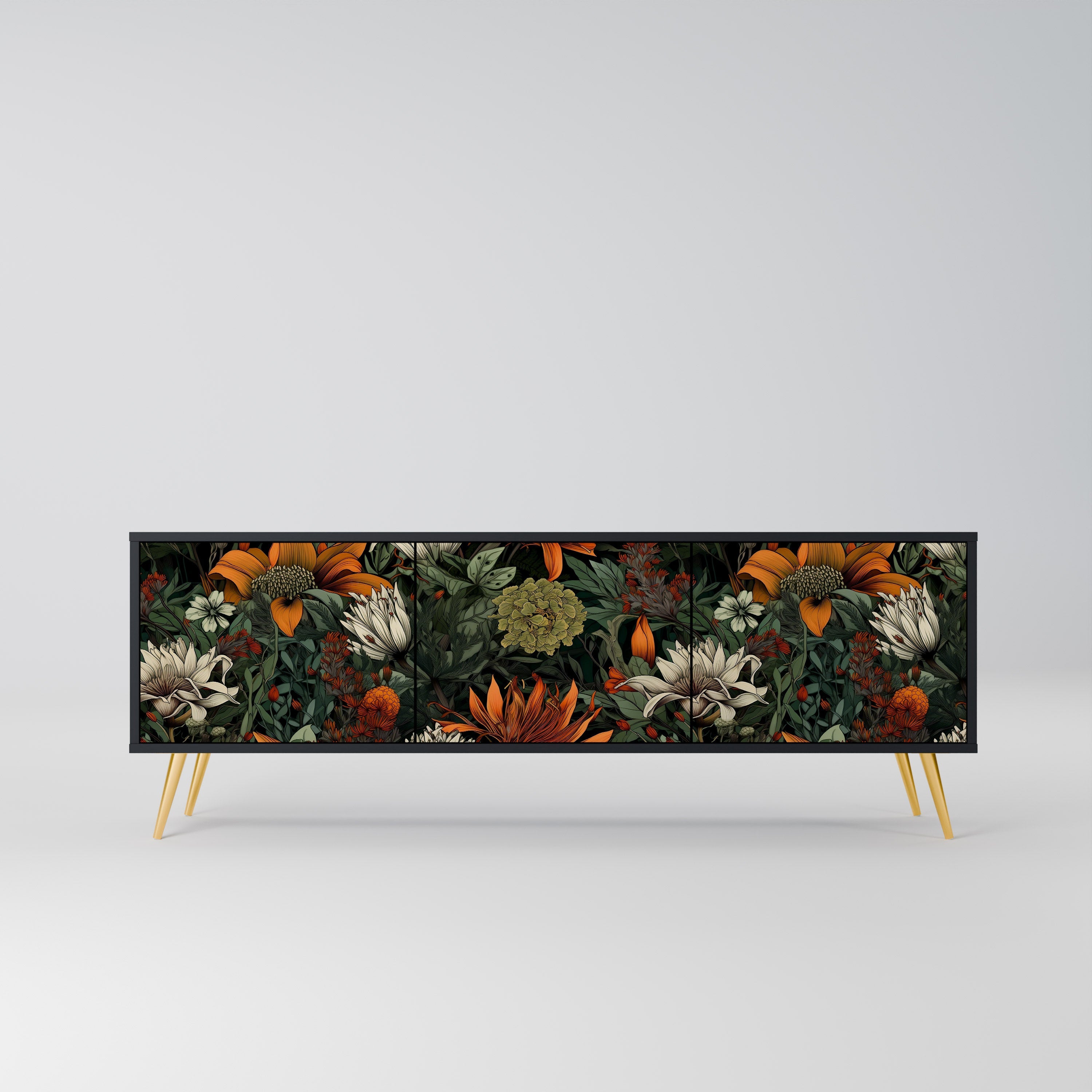 Meuble TV 3 portes MIDNIGHT SPROUT finition noire