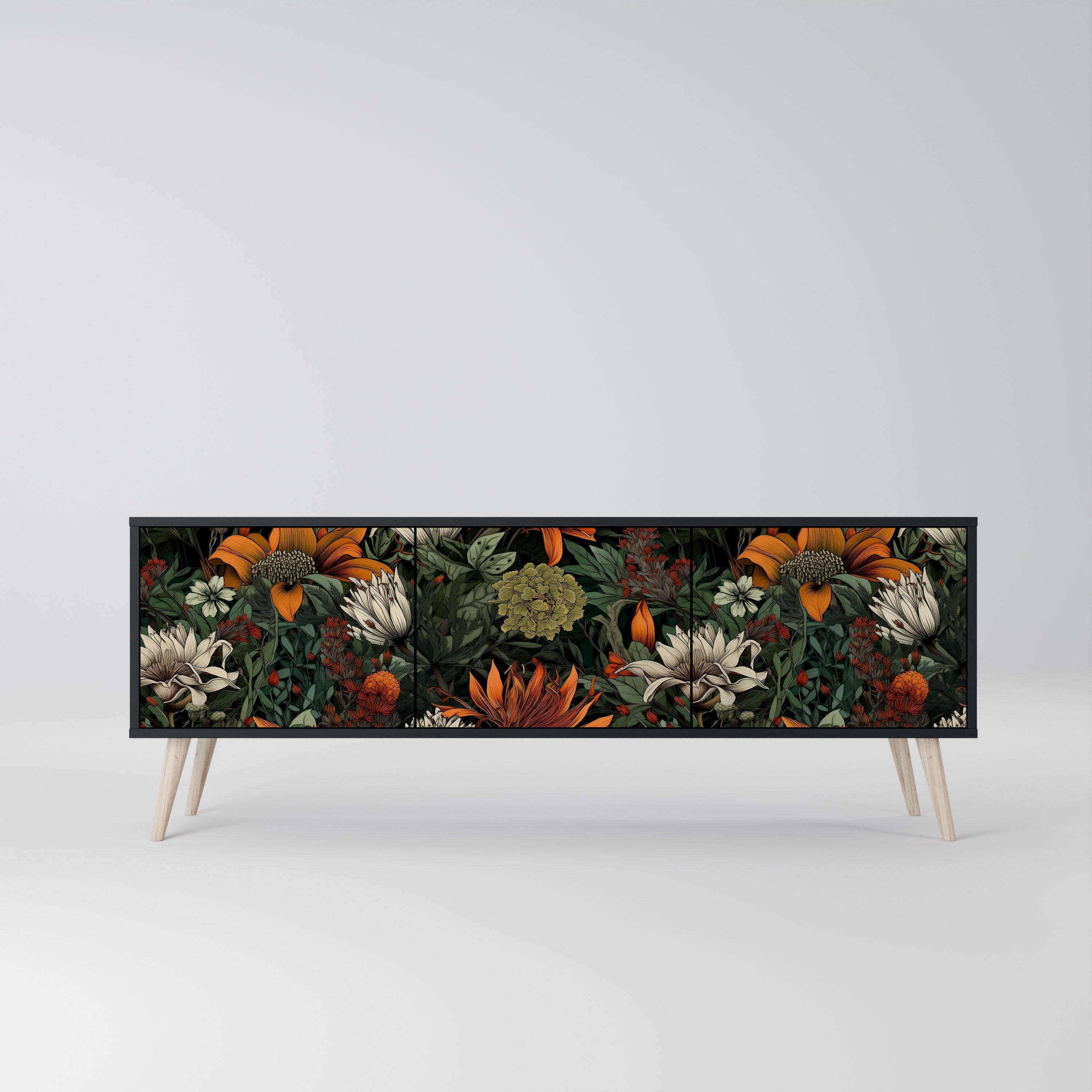 Meuble TV 3 portes MIDNIGHT SPROUT finition noire