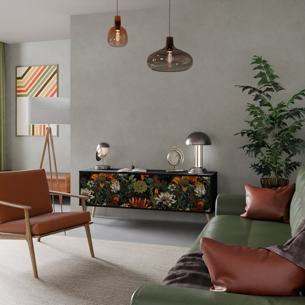 Meuble TV 3 portes MIDNIGHT SPROUT finition noire