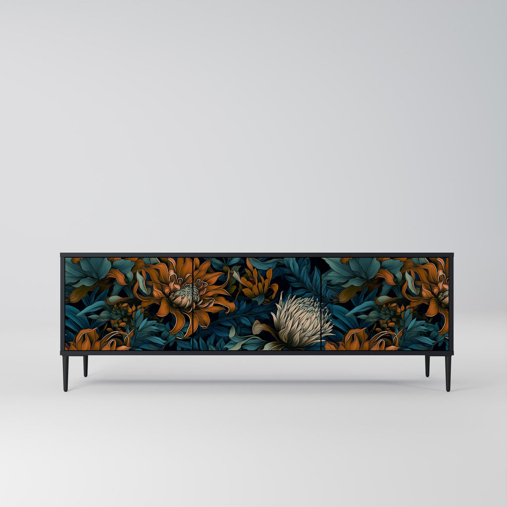 Meuble TV 3 portes MORNING BLOOM finition noire