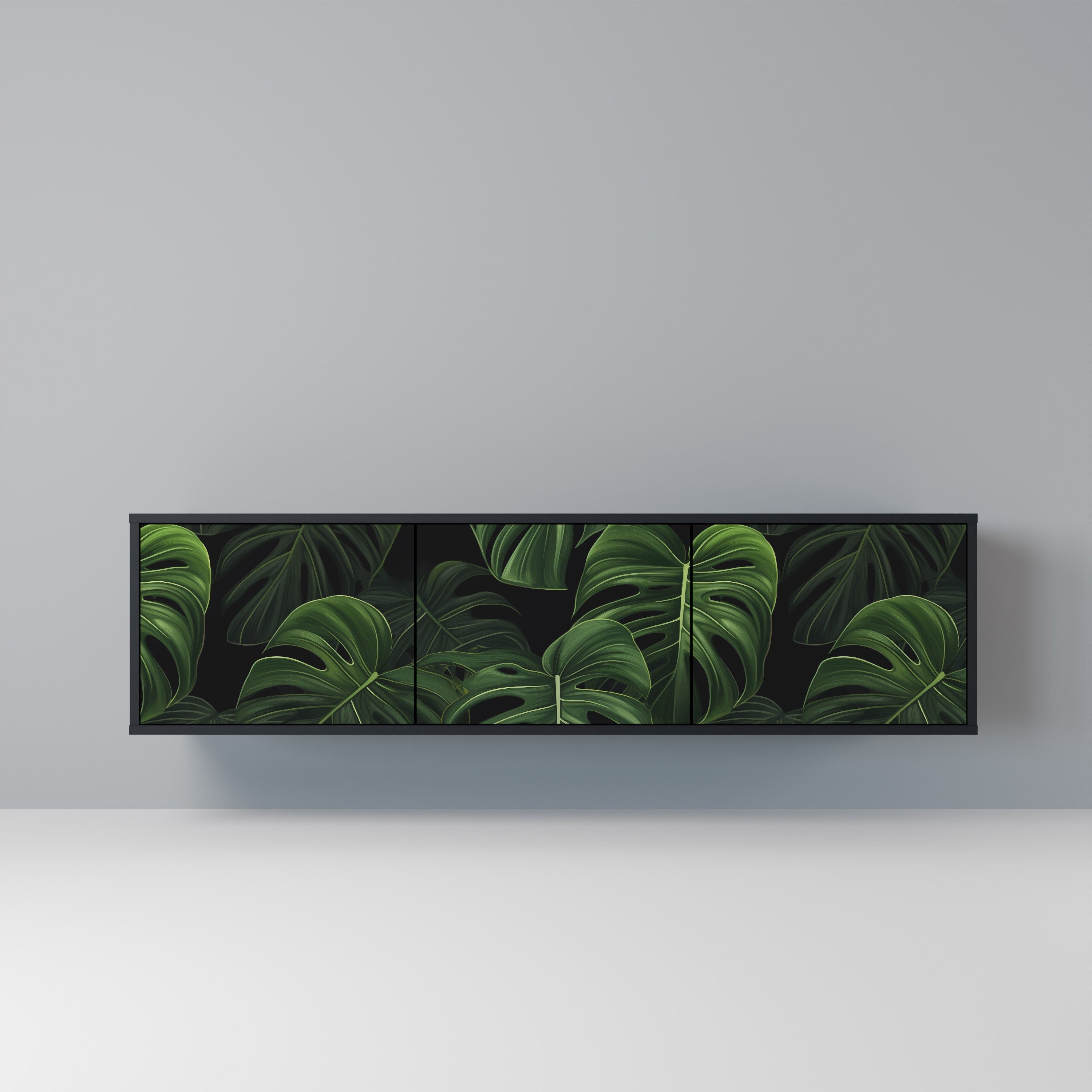 Meuble TV 3 portes INFINITE MONSTERA finition noire