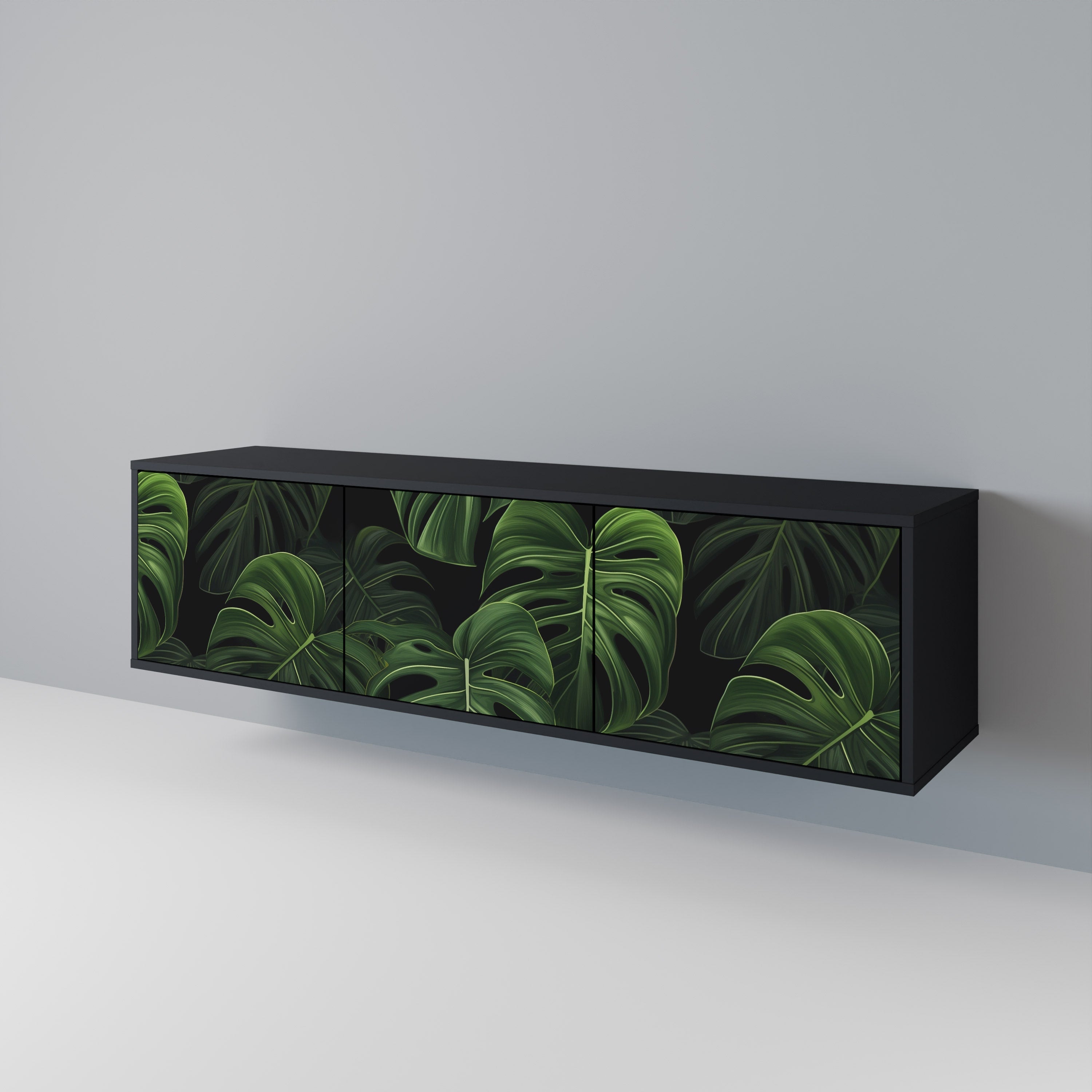 Meuble TV 3 portes INFINITE MONSTERA finition noire