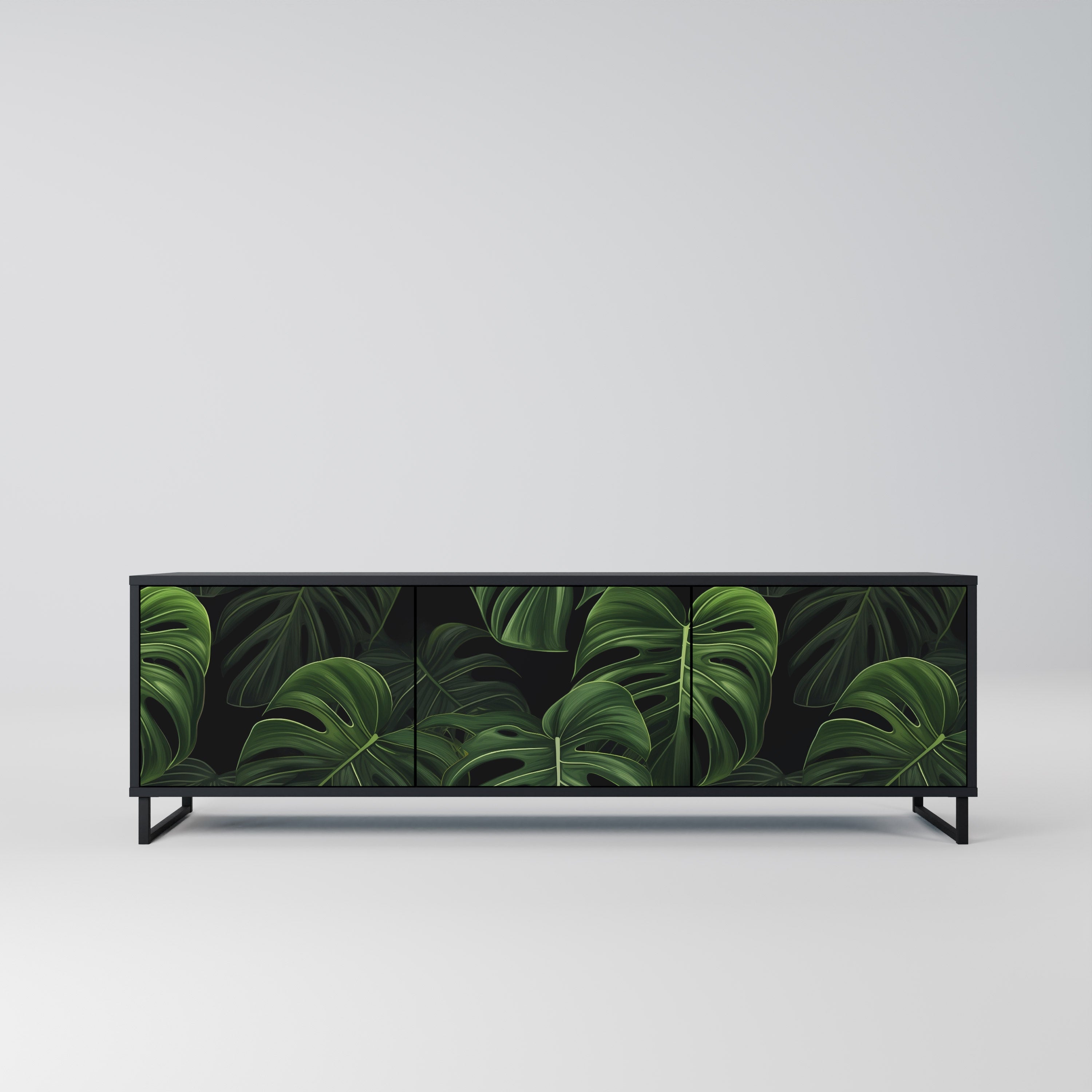 Meuble TV 3 portes INFINITE MONSTERA finition noire