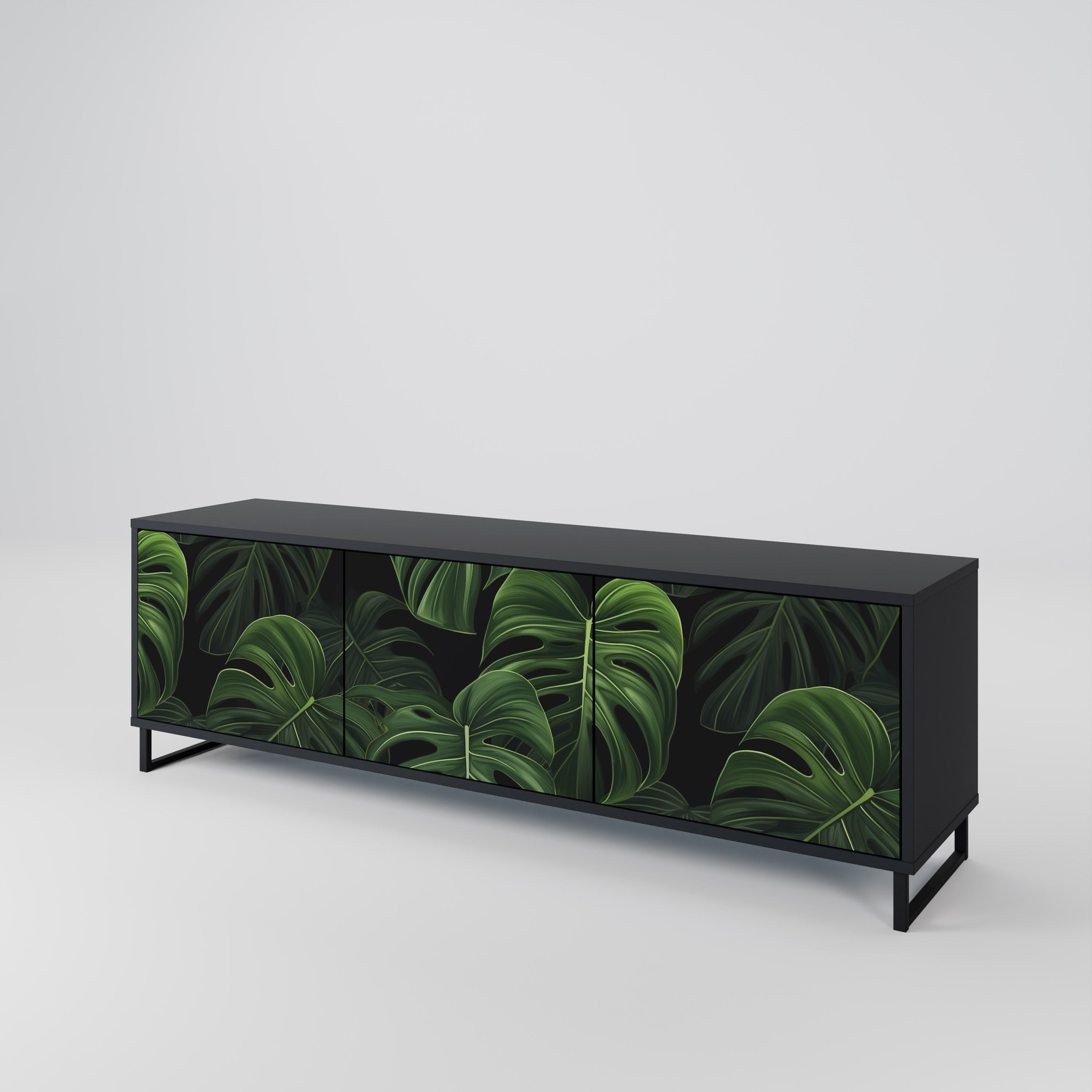 Meuble TV 3 portes INFINITE MONSTERA finition noire