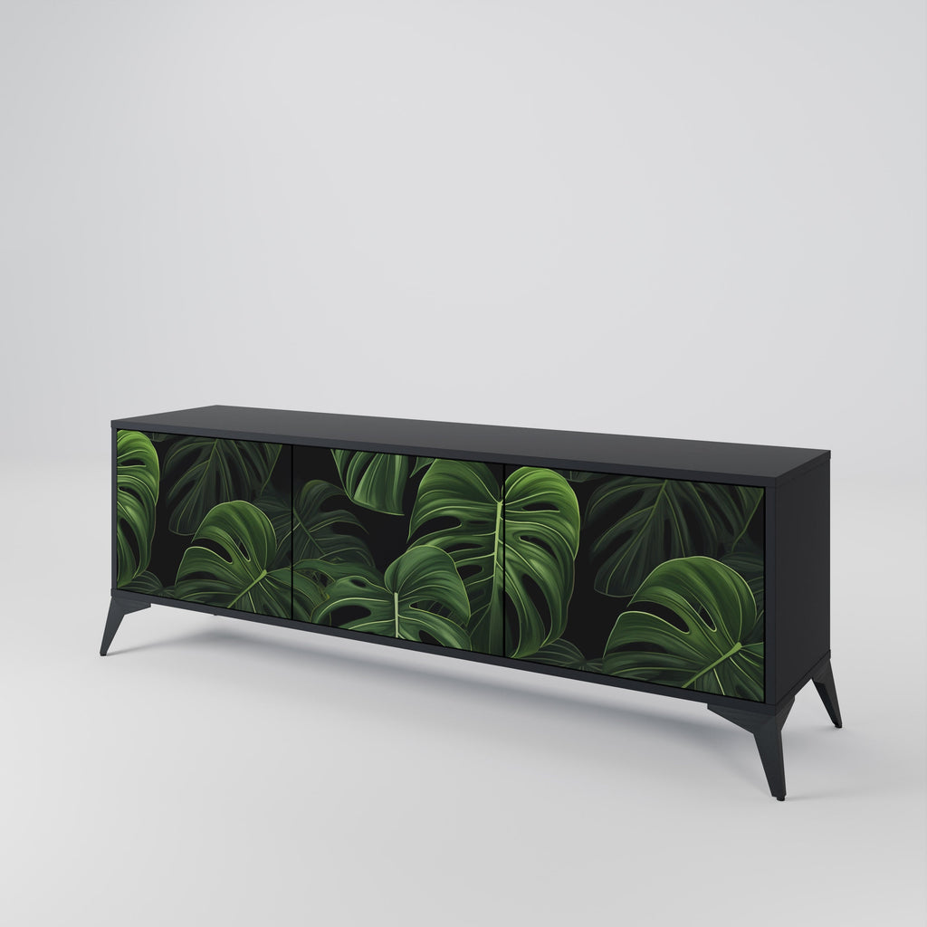 INFINITE MONSTERA 3-Door TV Stand in Black Finish