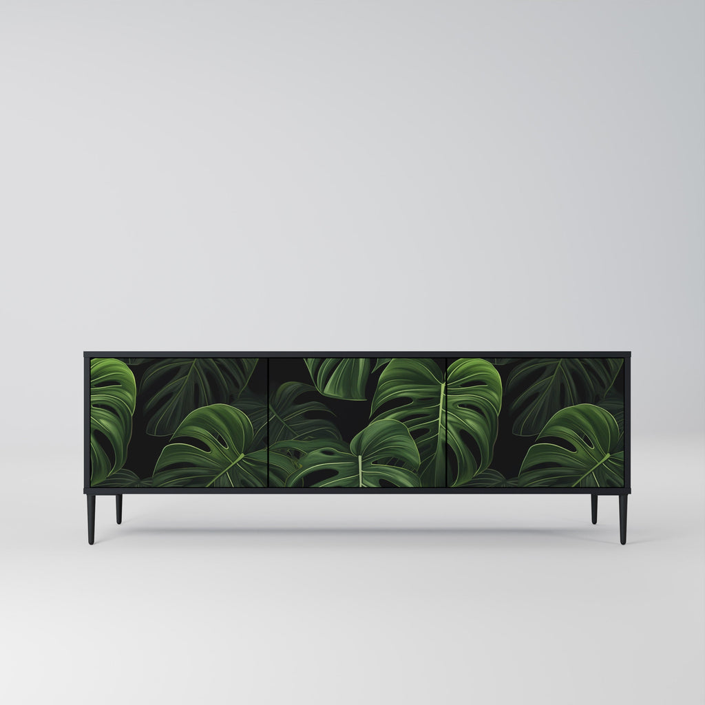 INFINITE MONSTERA 3-Door TV Stand in Black Finish